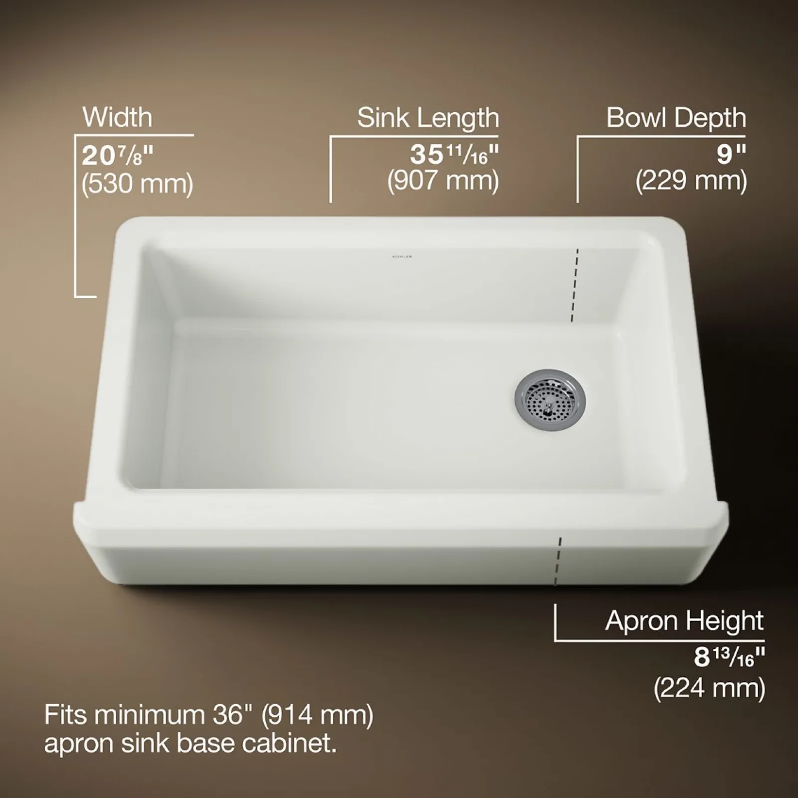 35-3/4" undermount single-bowl farmhouse workstation kitchen sink^Kohler Clearance