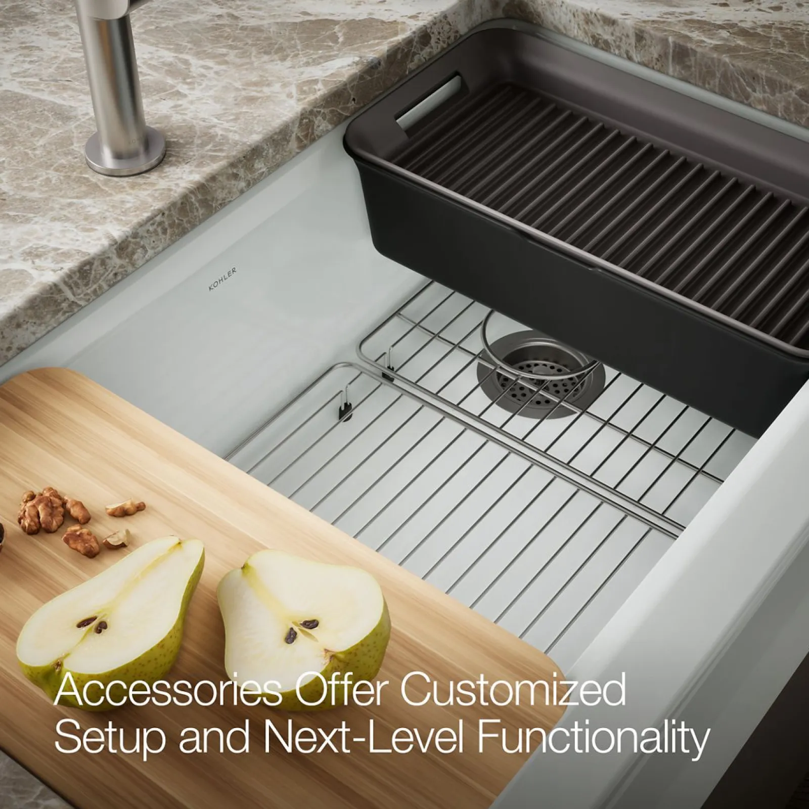 35-3/4" undermount single-bowl farmhouse workstation kitchen sink^Kohler Clearance