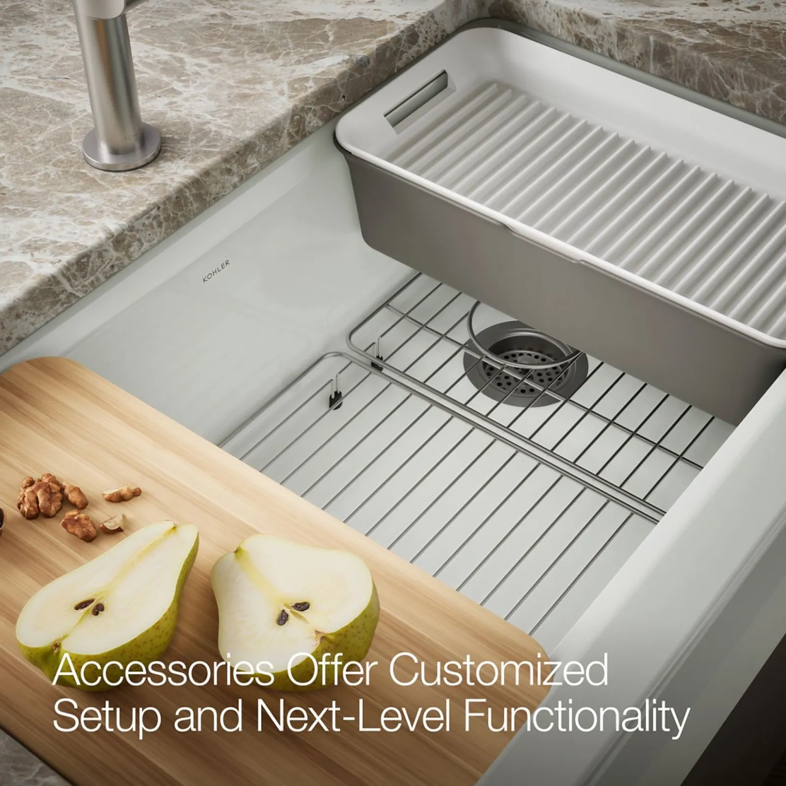 35-3/4" undermount single-bowl farmhouse workstation kitchen sink^Kohler Clearance