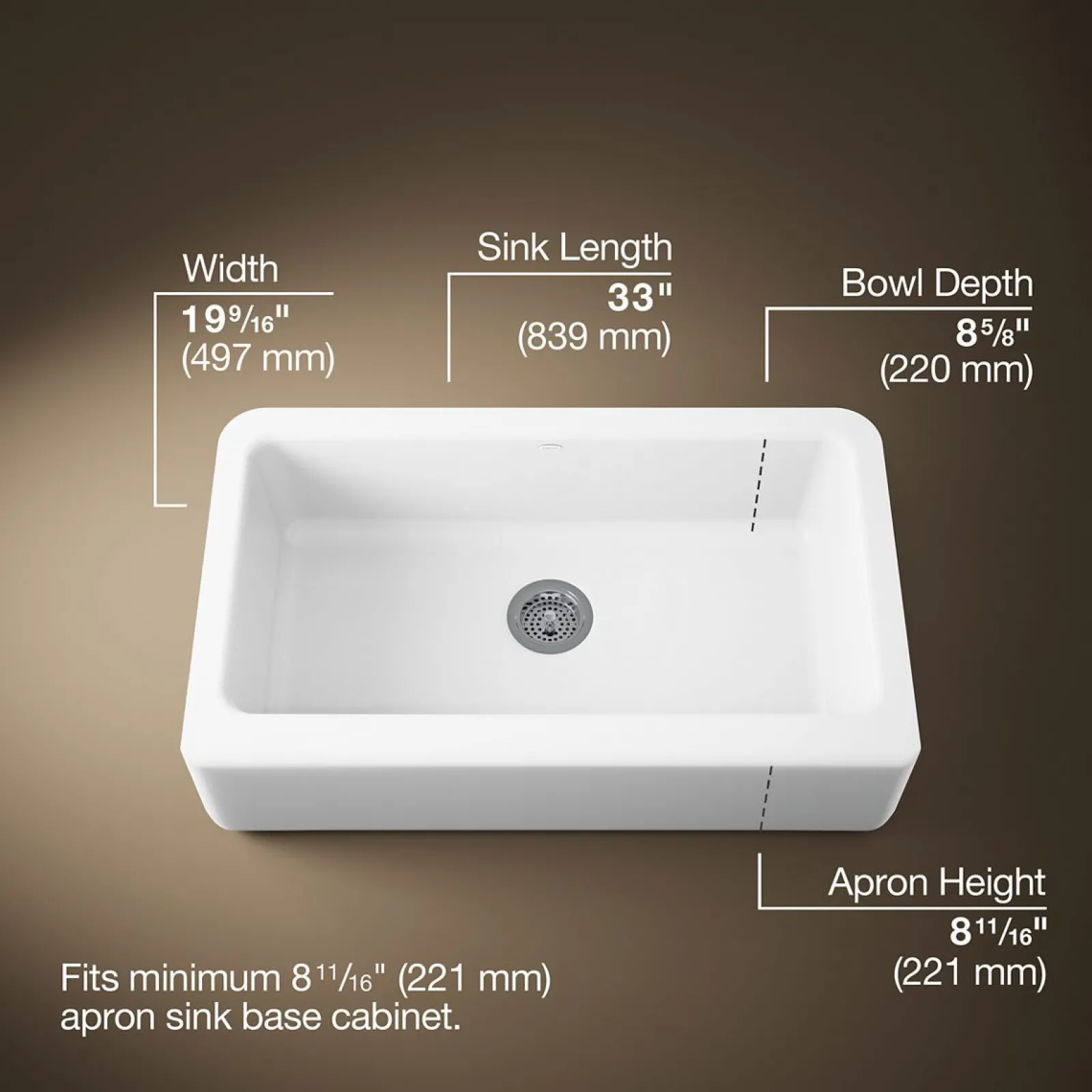 33" undermount single-bowl farmhouse kitchen sink^Kohler Sale