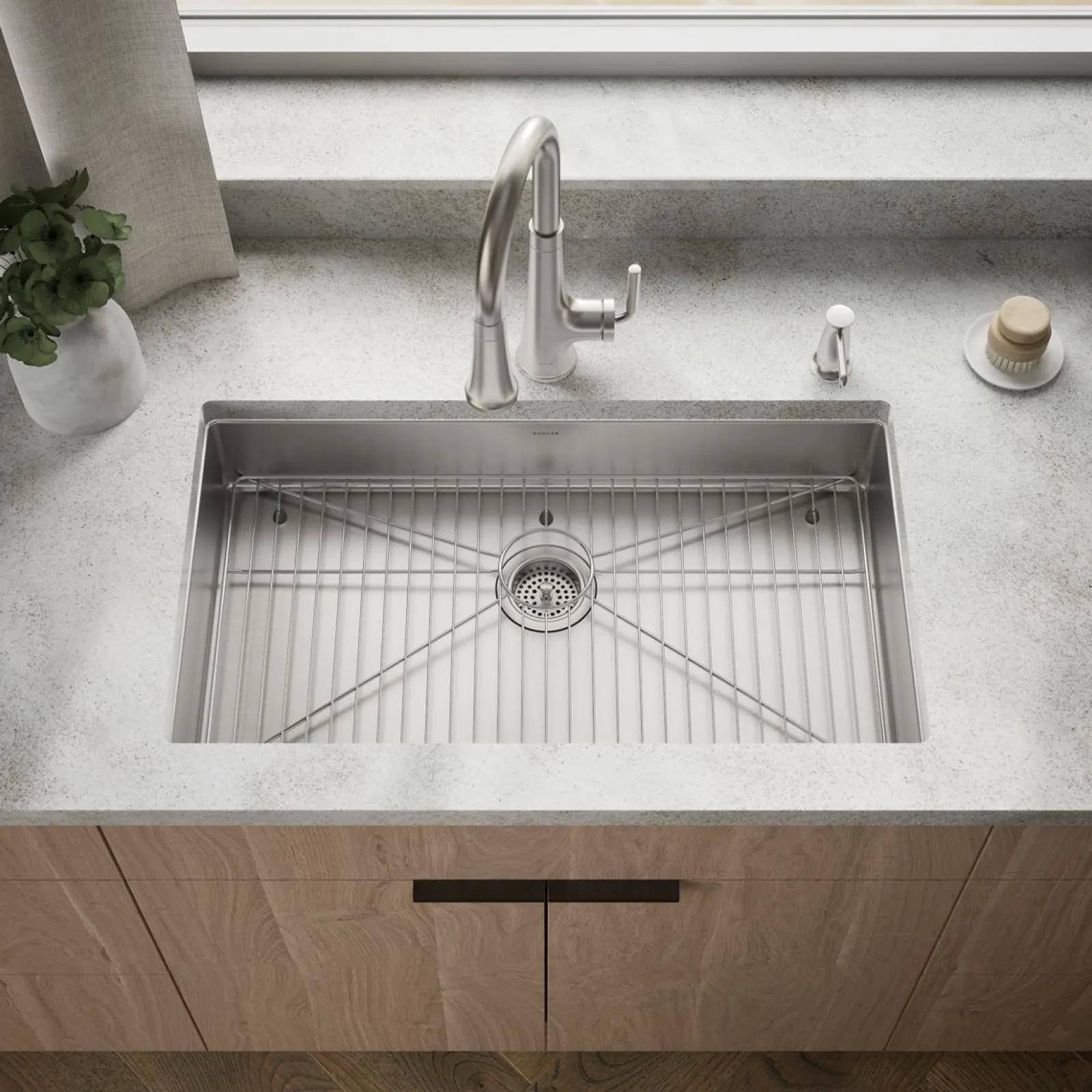 32" undermount single-bowl kitchen sink^Kohler Hot