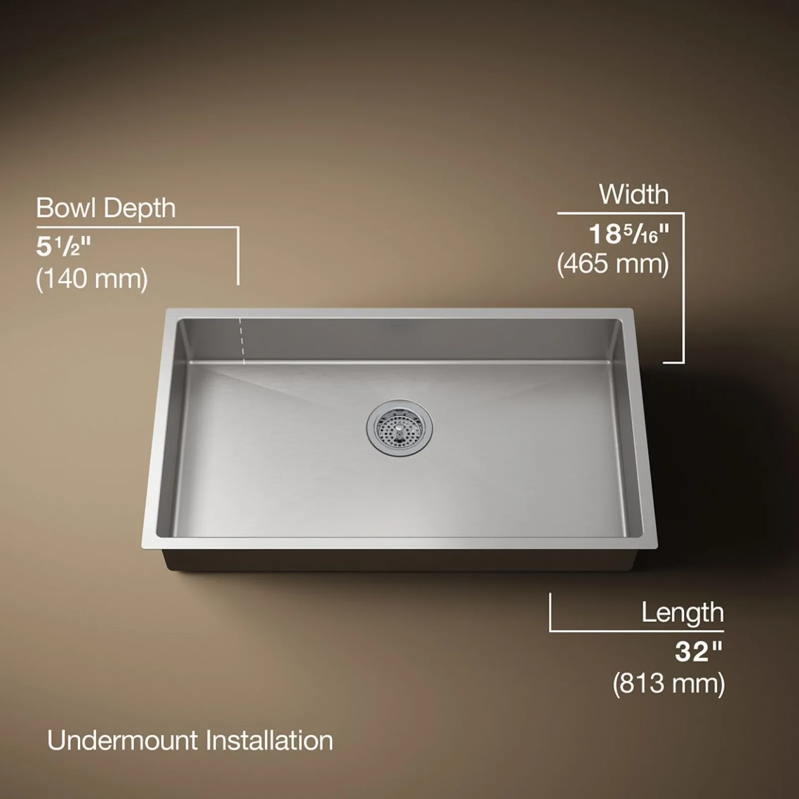 32" undermount single-bowl kitchen sink^Kohler Hot