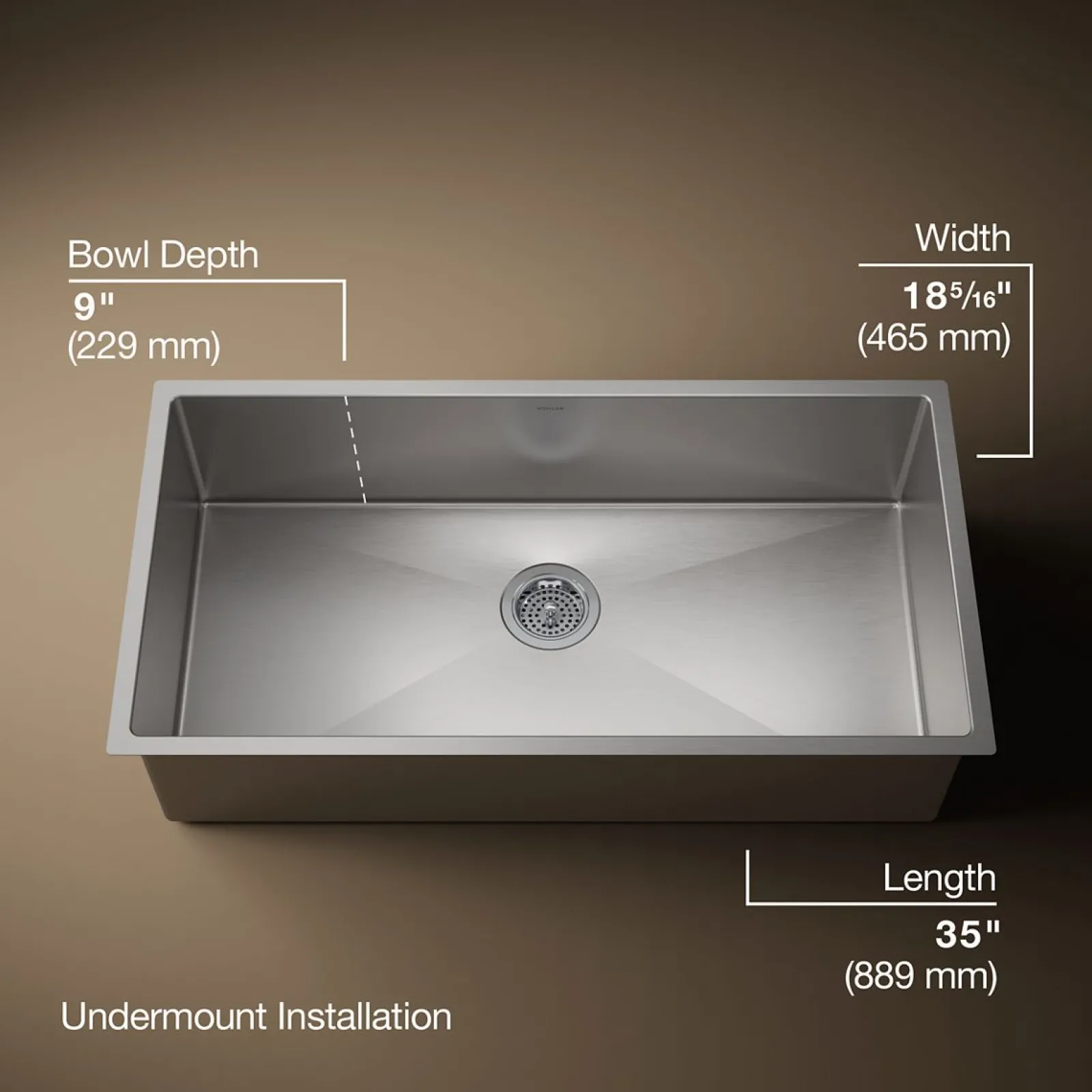 35" undermount single-bowl kitchen sink^Kohler Best