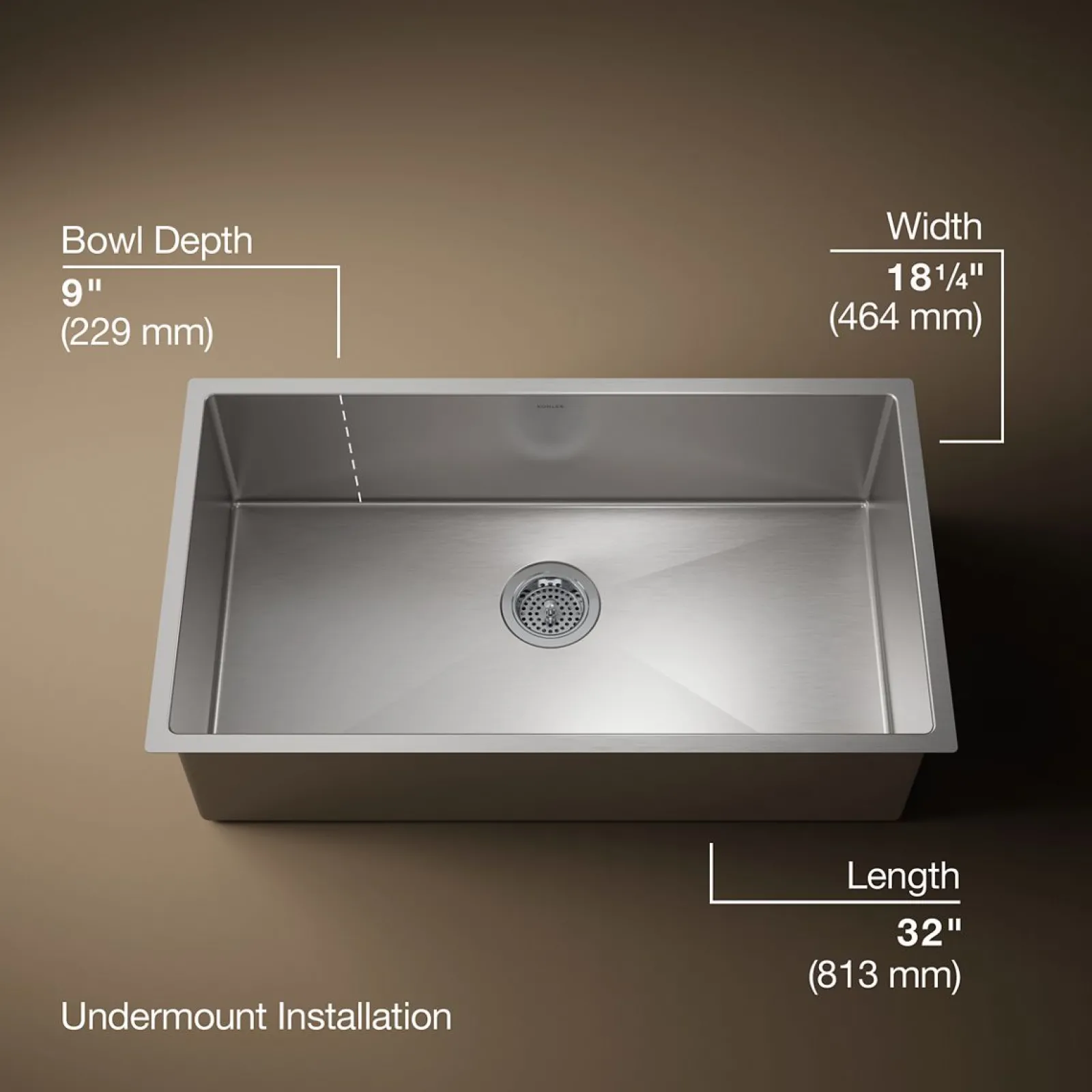 32" undermount single-bowl kitchen sink with accessories^Kohler Hot