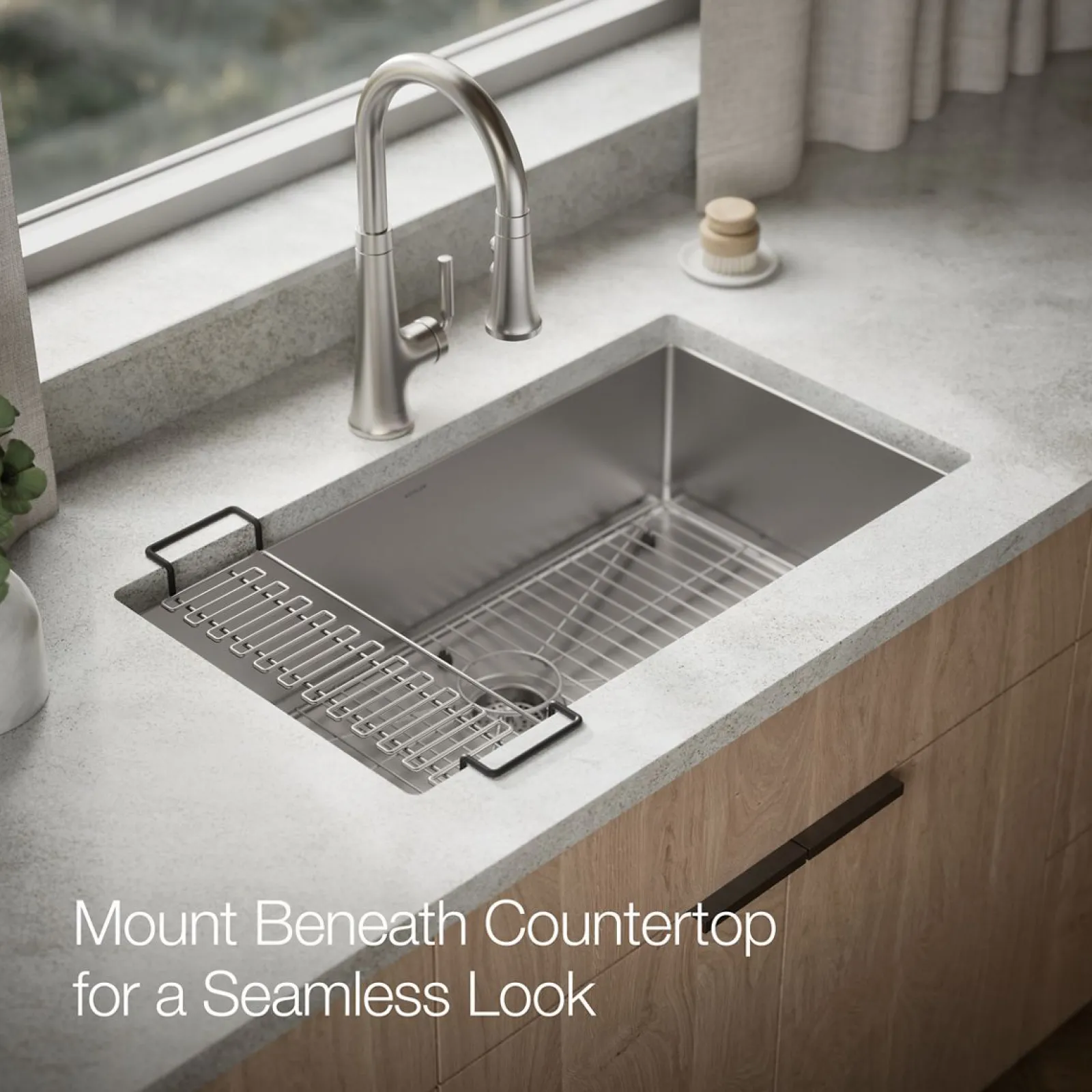 32" undermount single-bowl kitchen sink with accessories^Kohler Hot