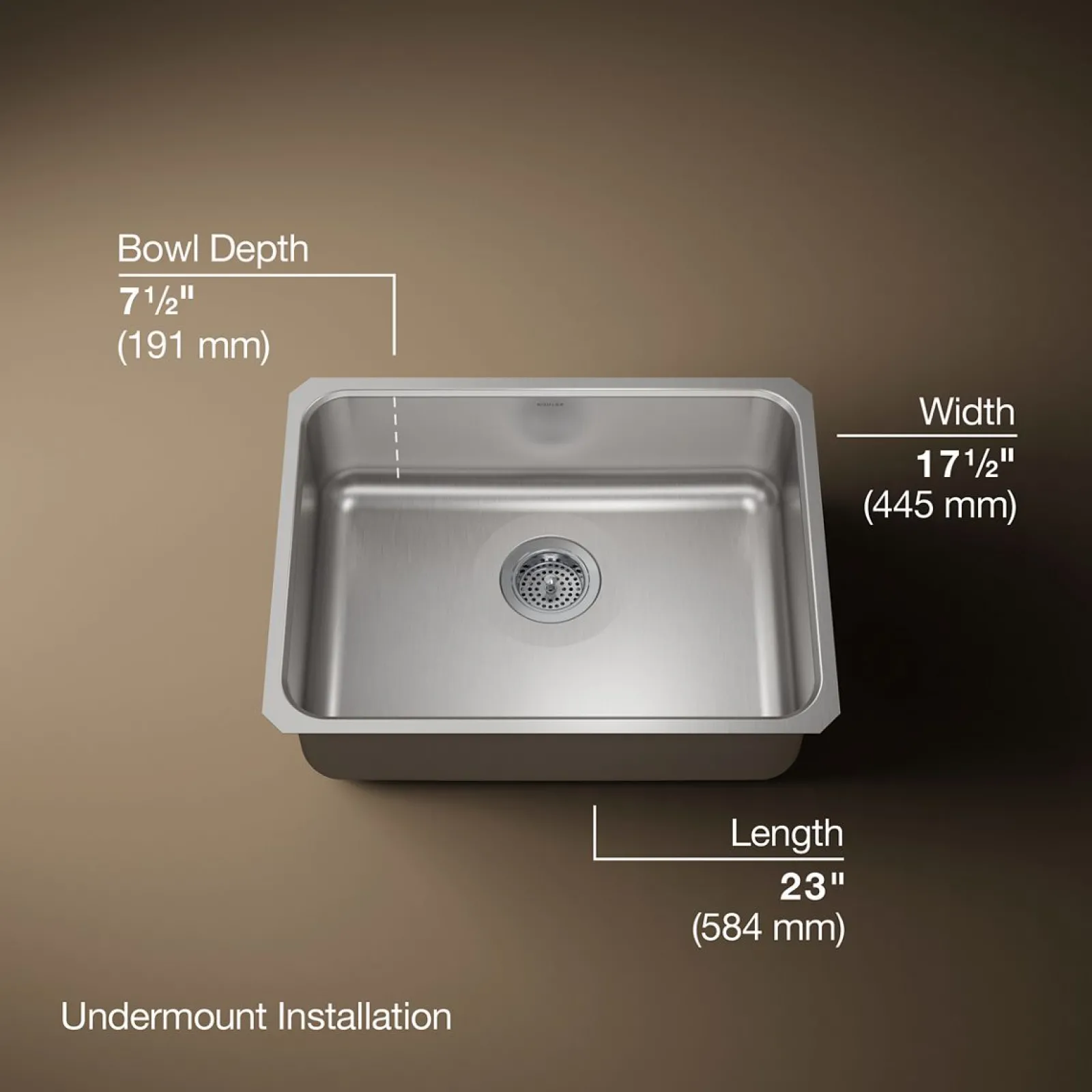 23" undermount single-bowl kitchen sink^Kohler Outlet