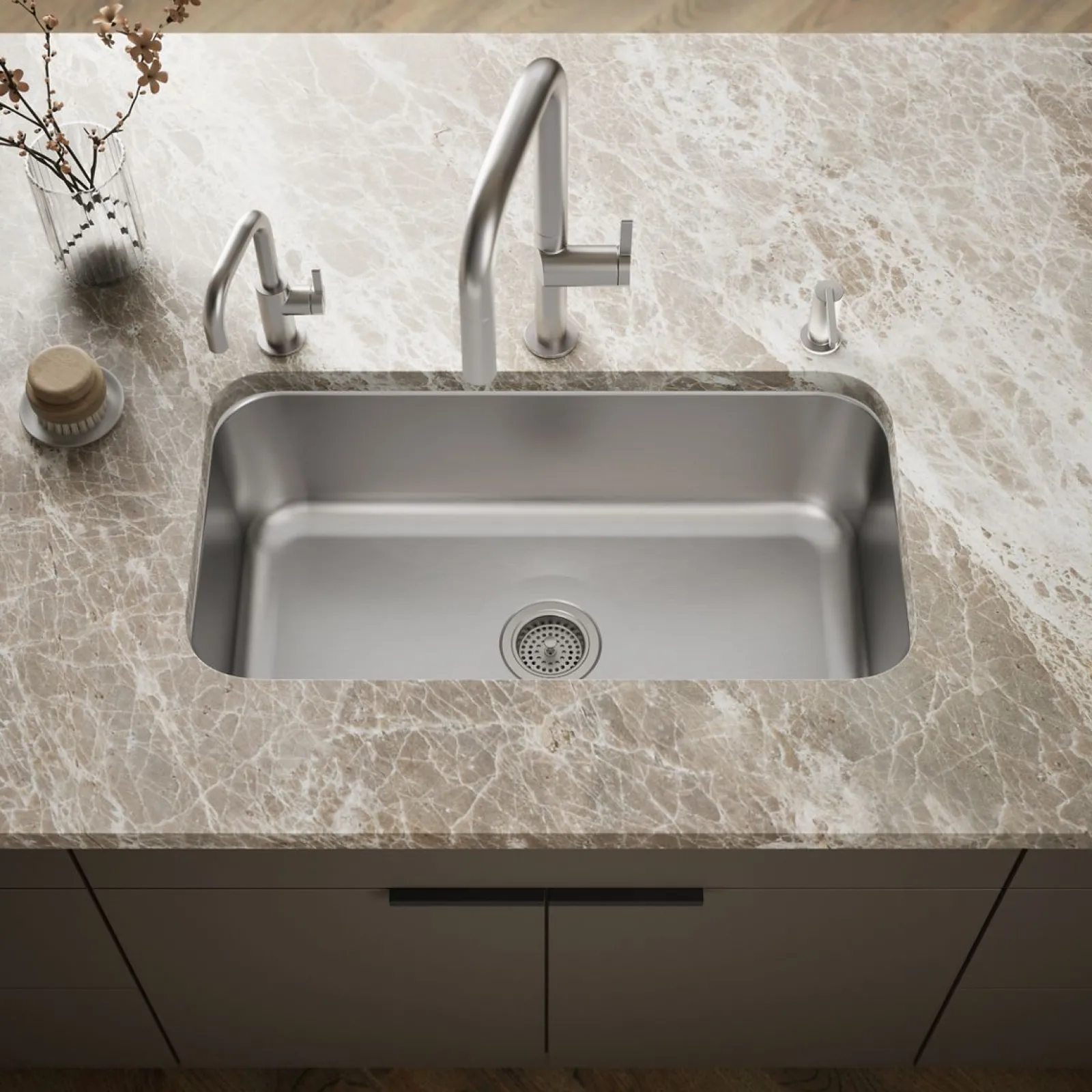 31-1/4" undermount single-bowl kitchen sink^Kohler Hot