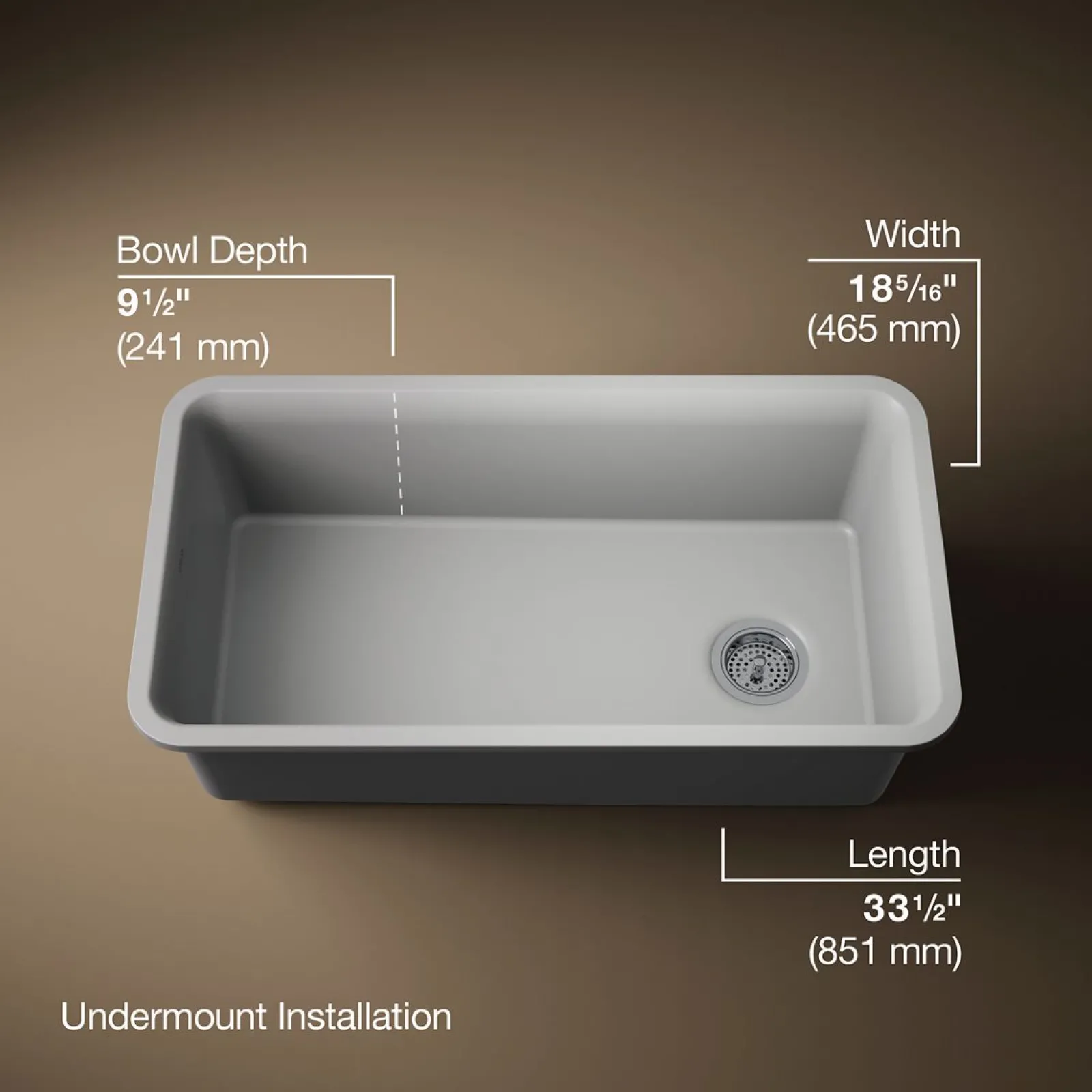 33-1/2" undermount single-bowl kitchen sink^Kohler