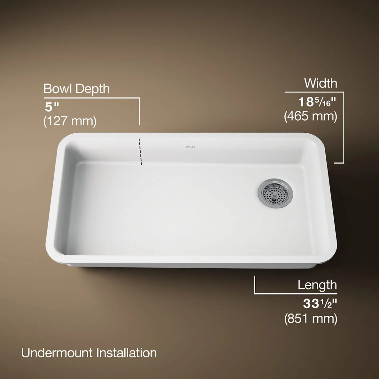 33" undermount single-bowl kitchen sink^Kohler Hot