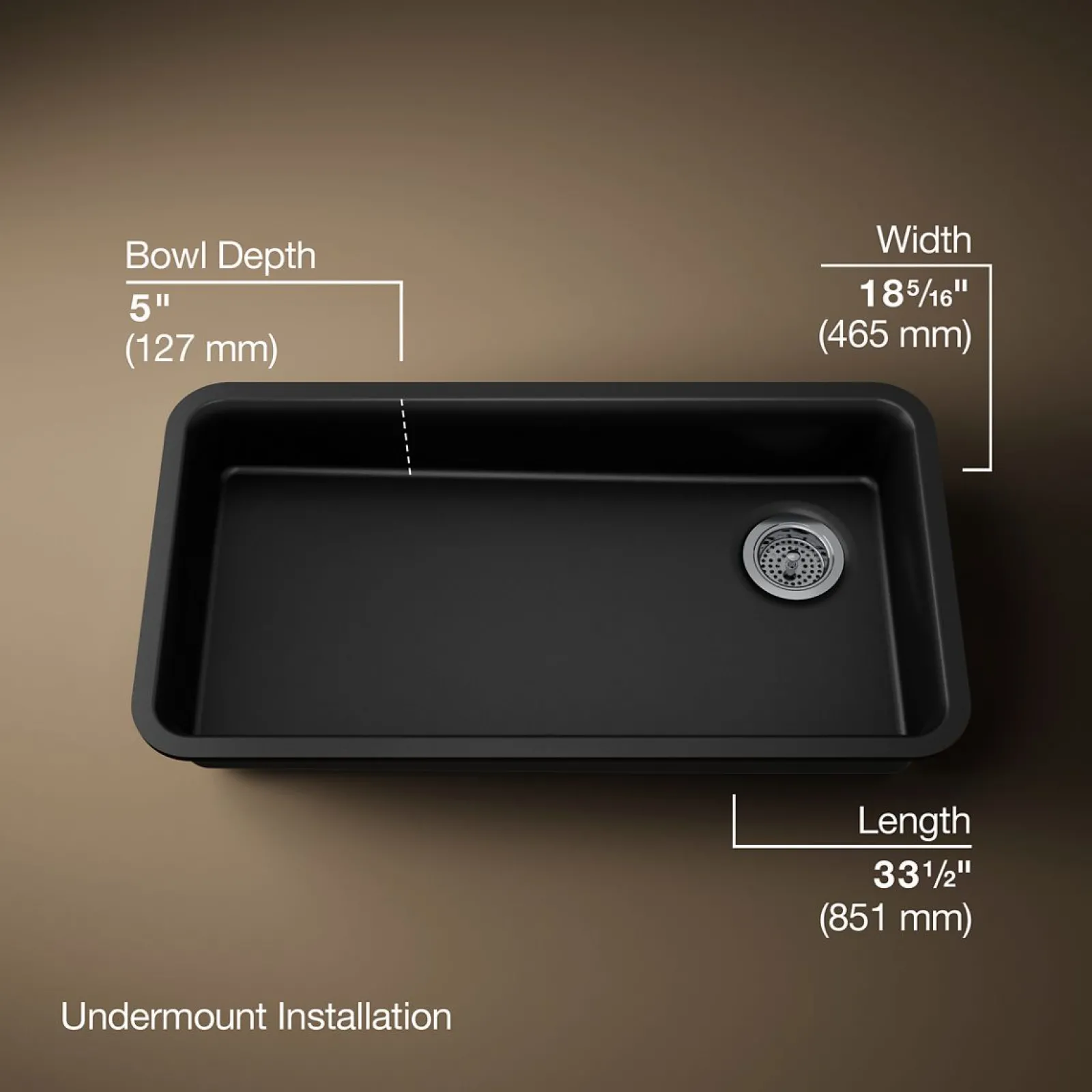 33" undermount single-bowl kitchen sink^Kohler Hot