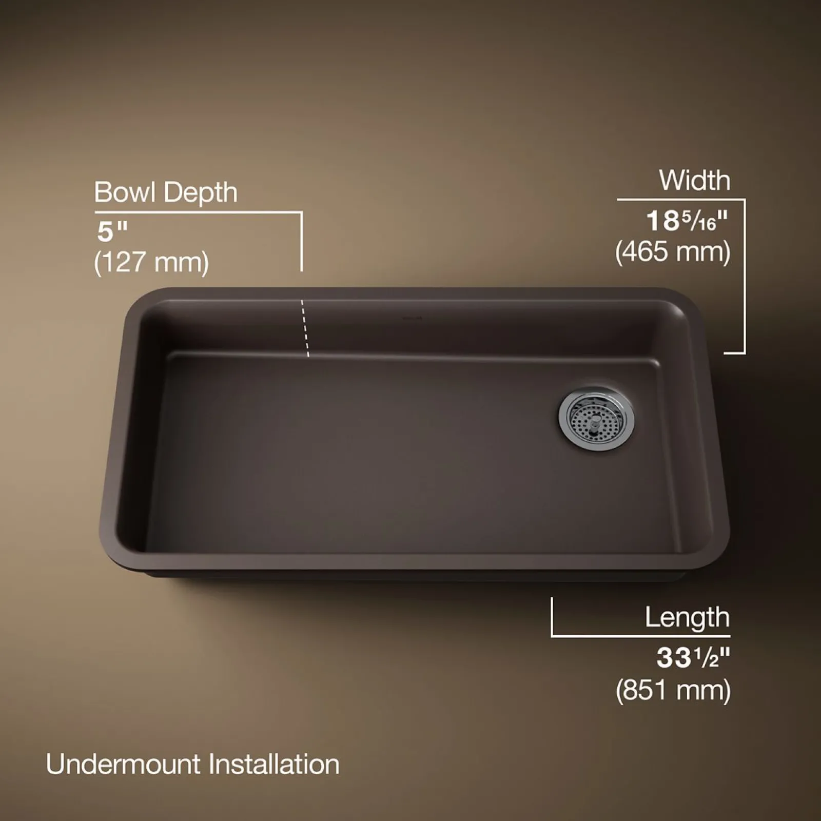 33" undermount single-bowl kitchen sink^Kohler Hot