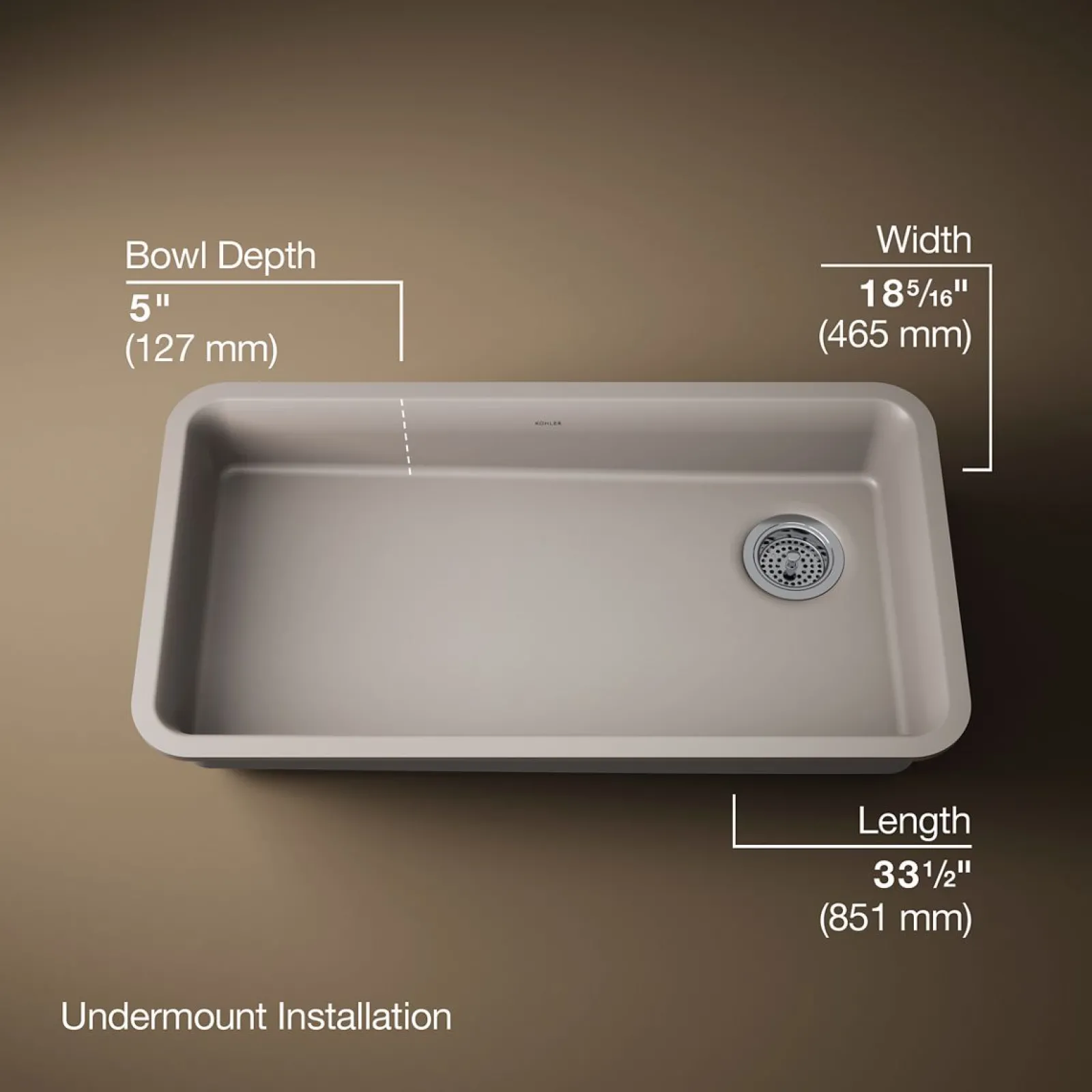 33" undermount single-bowl kitchen sink^Kohler Hot