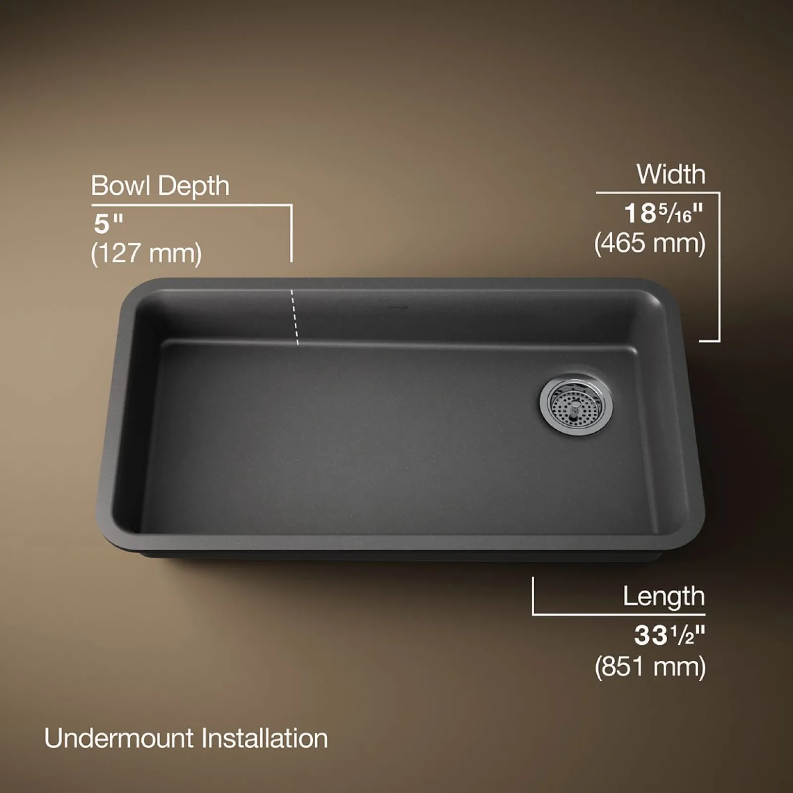33" undermount single-bowl kitchen sink^Kohler Hot