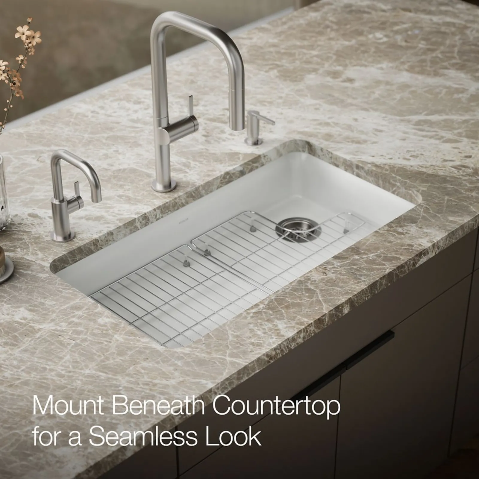 33" undermount single-bowl kitchen sink^Kohler Hot