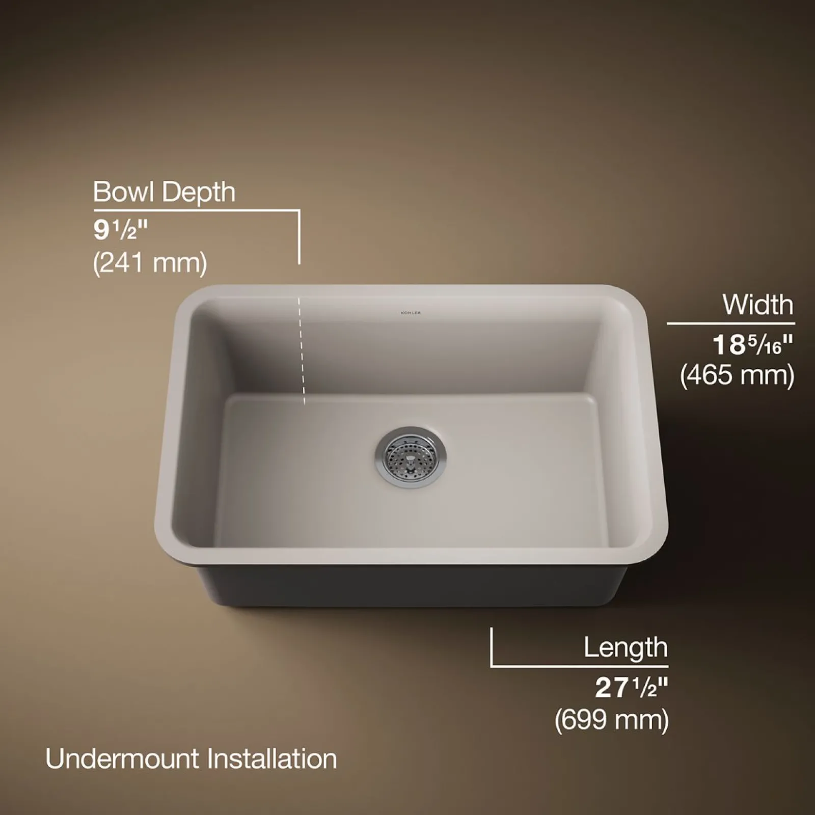27-1/2" undermount single-bowl kitchen sink^Kohler New