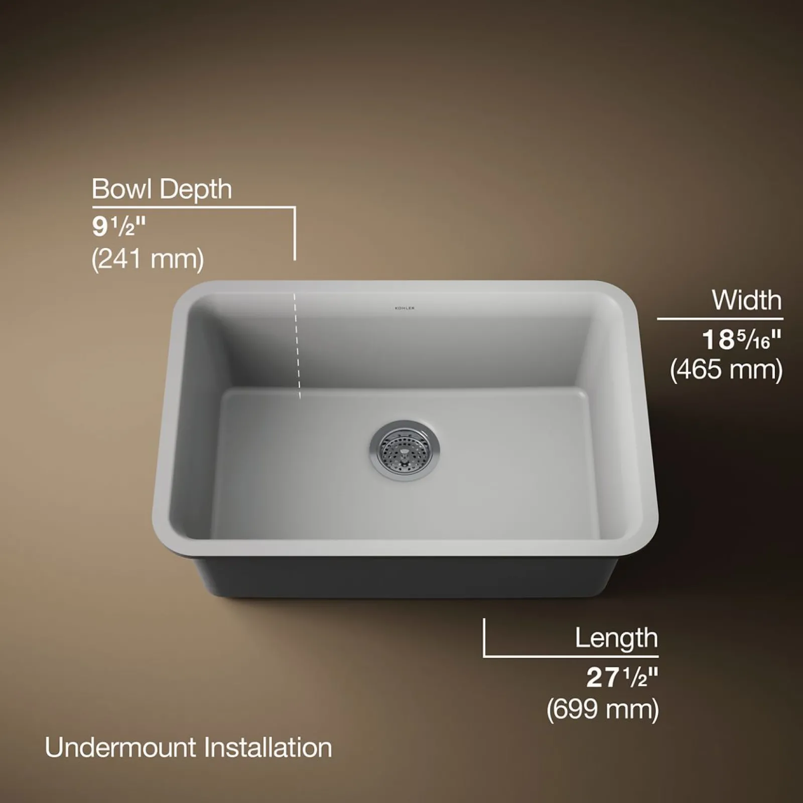 27-1/2" undermount single-bowl kitchen sink^Kohler New