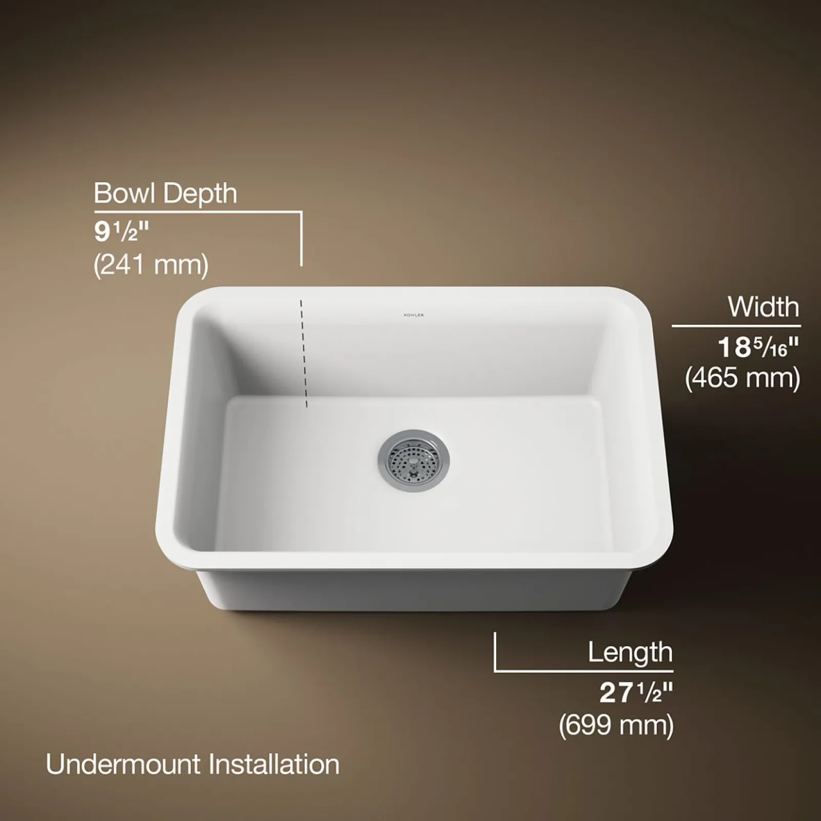 27-1/2" undermount single-bowl kitchen sink^Kohler New