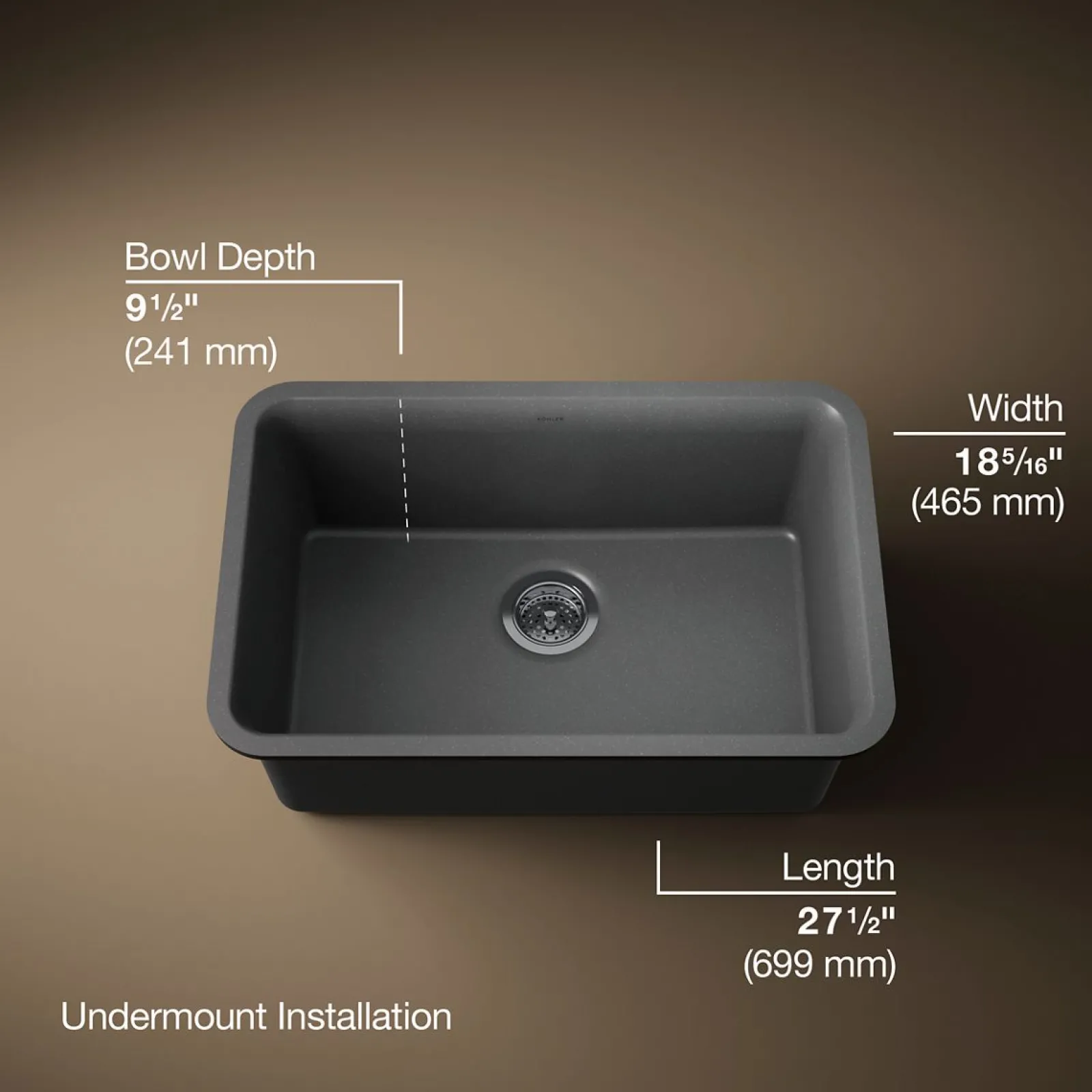 27-1/2" undermount single-bowl kitchen sink^Kohler New