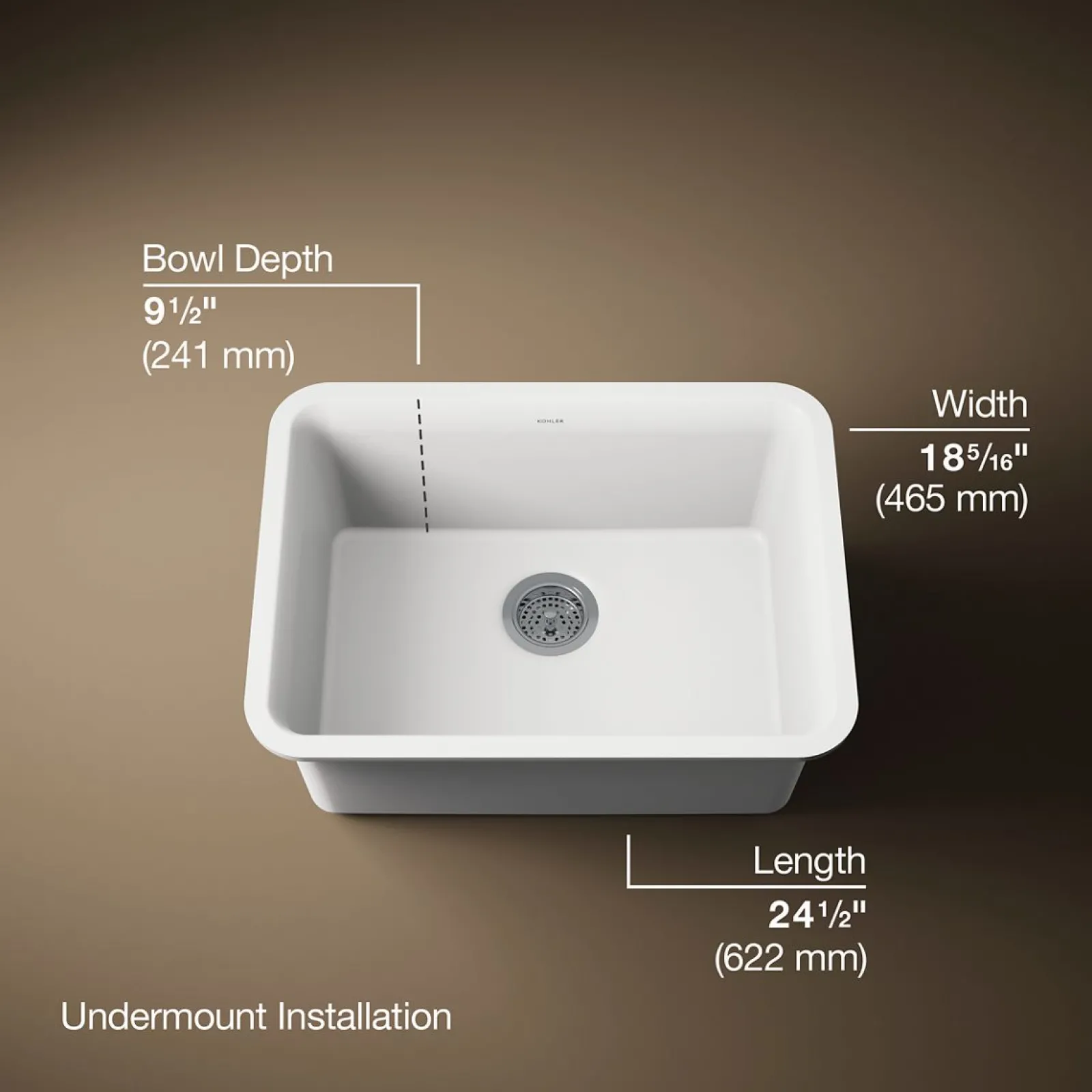24-1/2" undermount single-bowl kitchen sink^Kohler Outlet