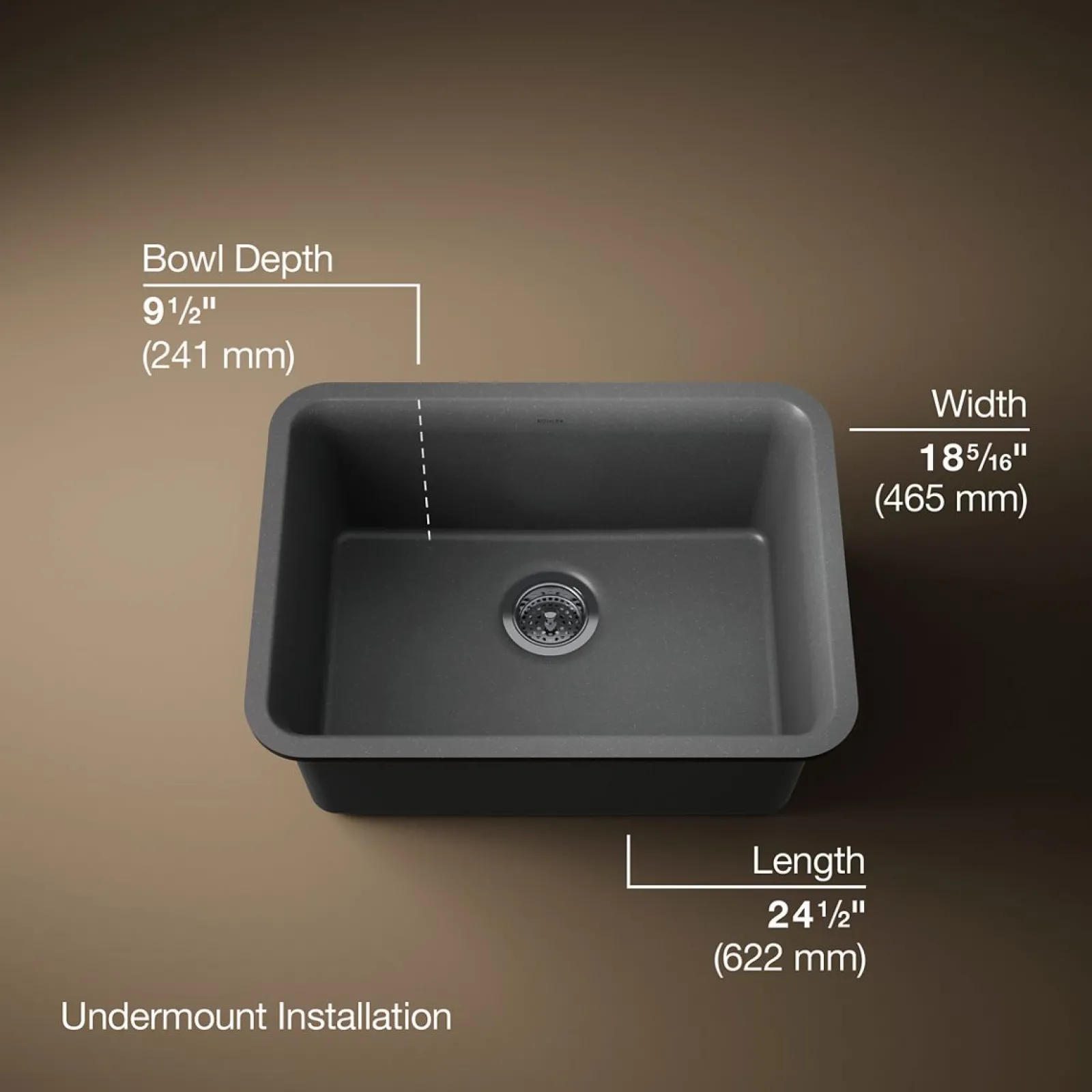 24-1/2" undermount single-bowl kitchen sink^Kohler Outlet
