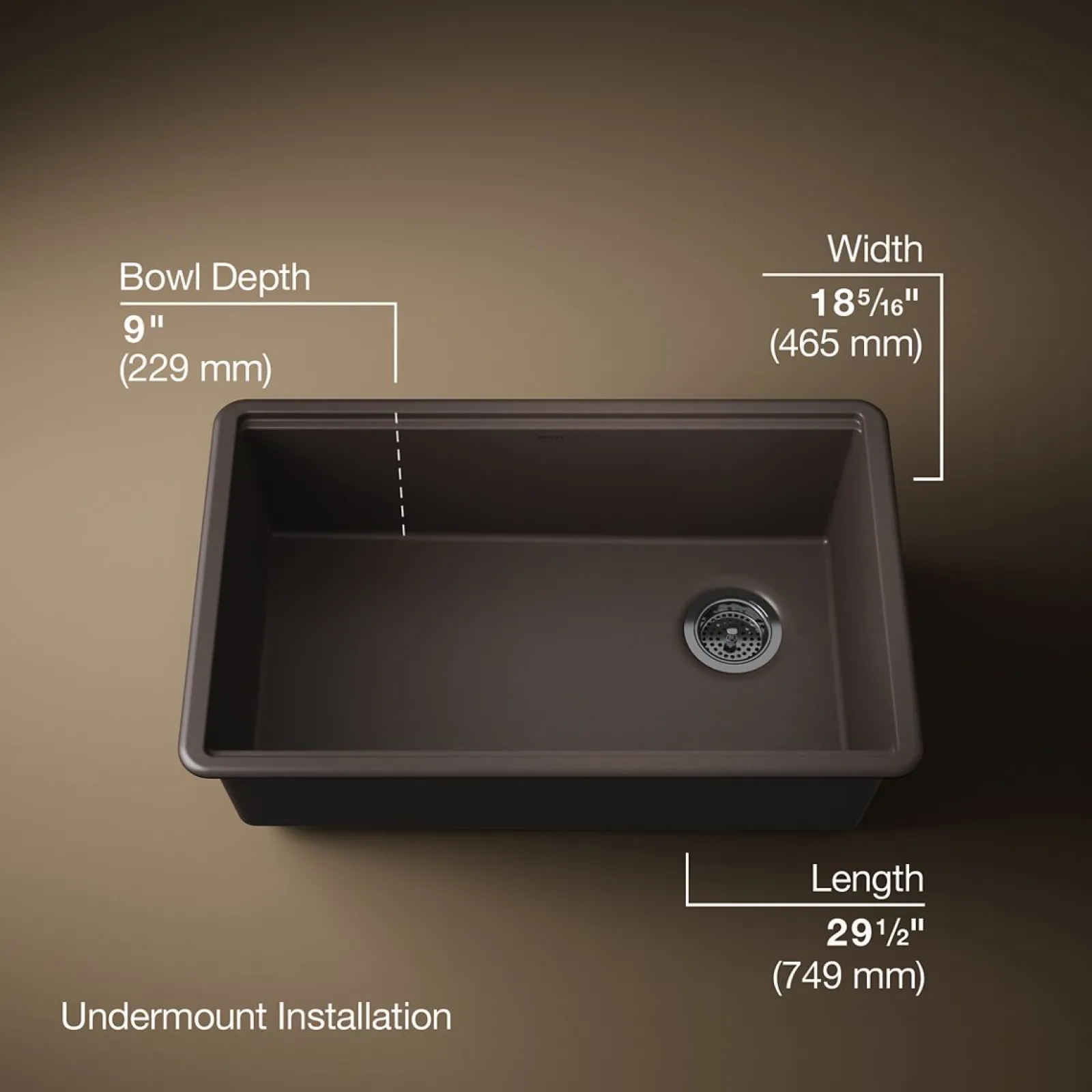 29-1/2" undermount single-bowl kitchen sink^Kohler New