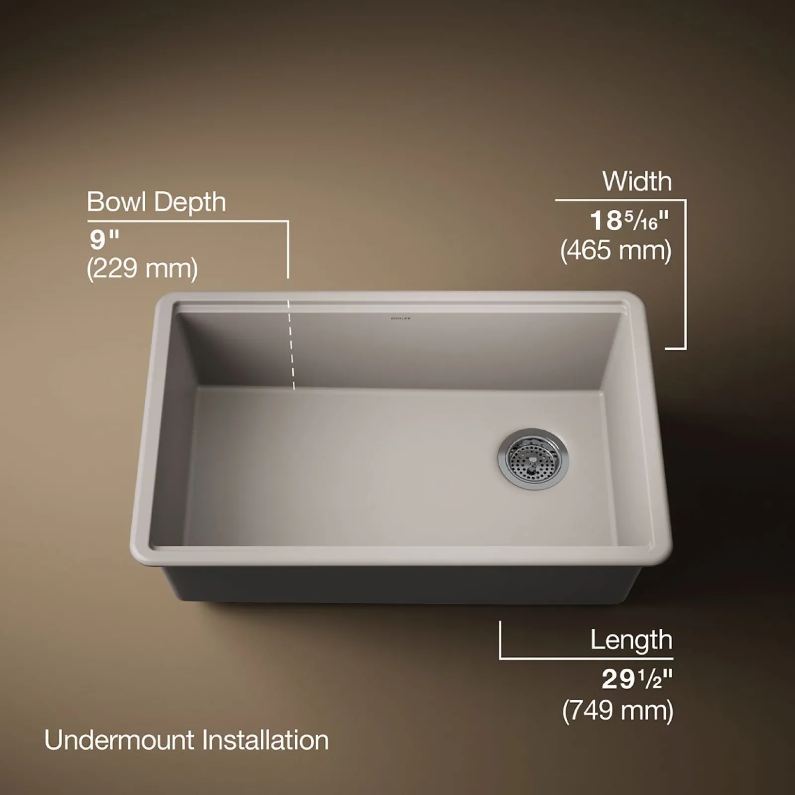 29-1/2" undermount single-bowl kitchen sink^Kohler New