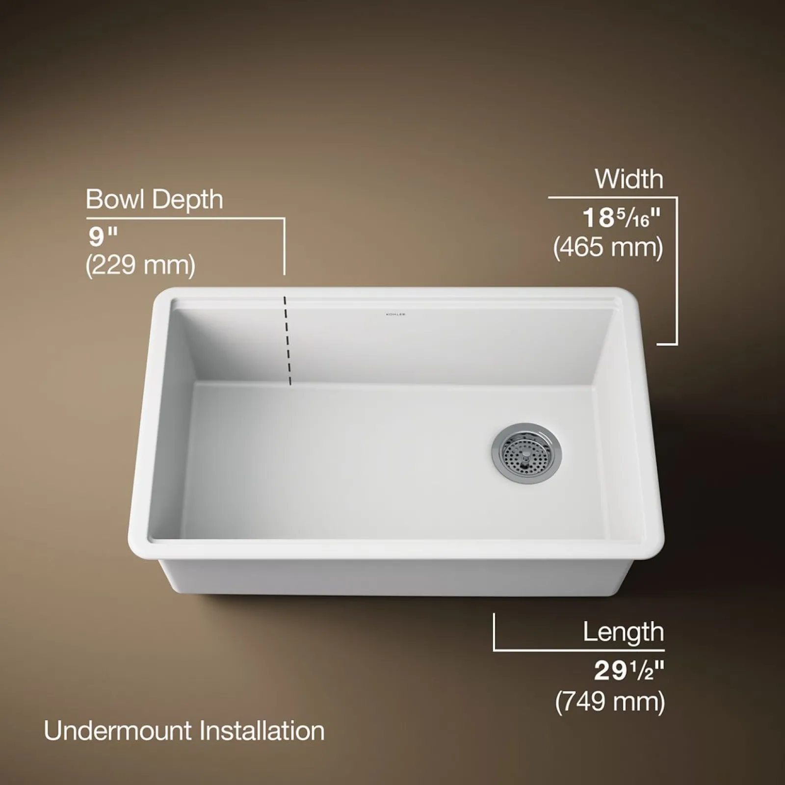 29-1/2" undermount single-bowl kitchen sink^Kohler New
