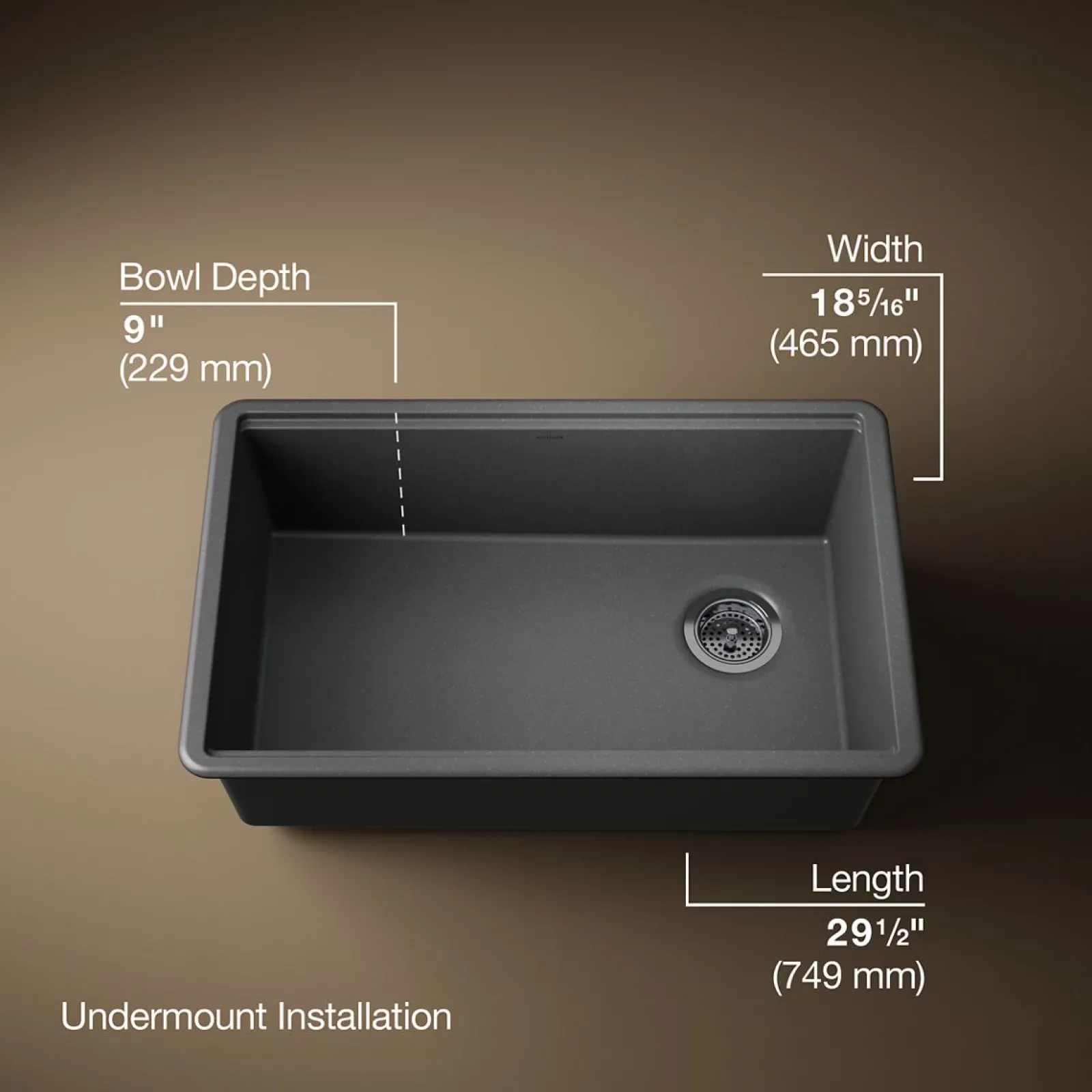29-1/2" undermount single-bowl kitchen sink^Kohler New