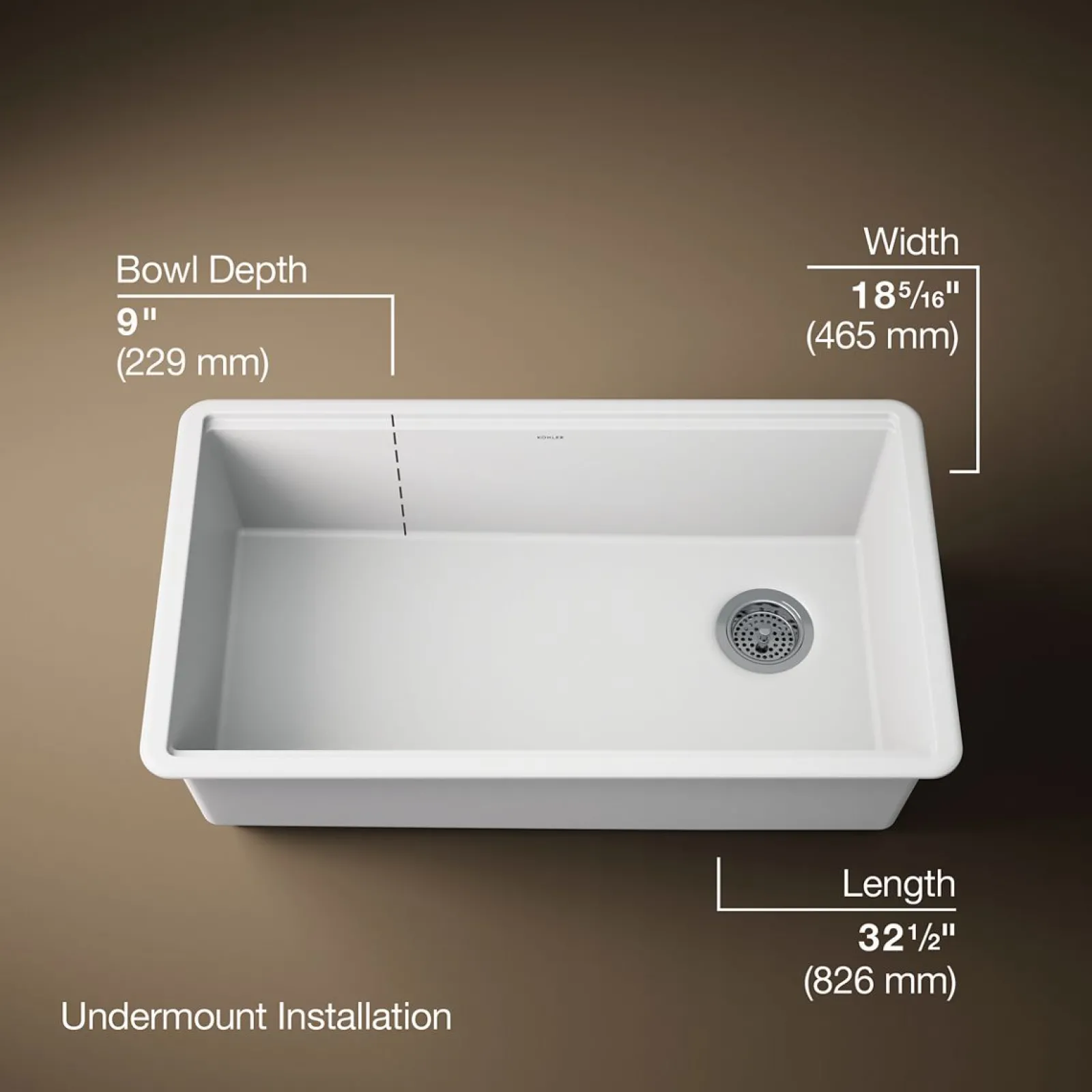 32-1/2" undermount single-bowl kitchen sink^Kohler Best