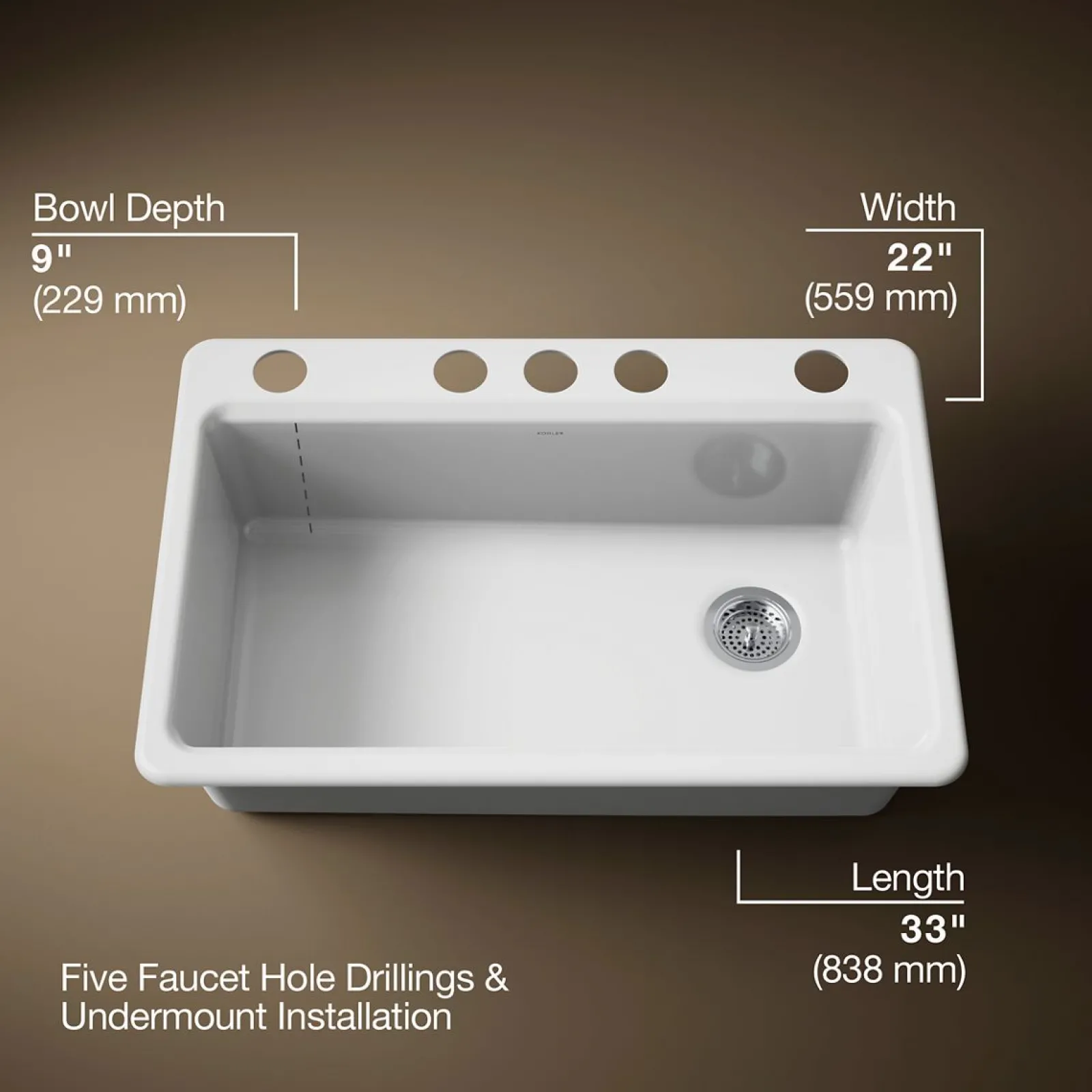33" undermount single-bowl kitchen sink^Kohler New