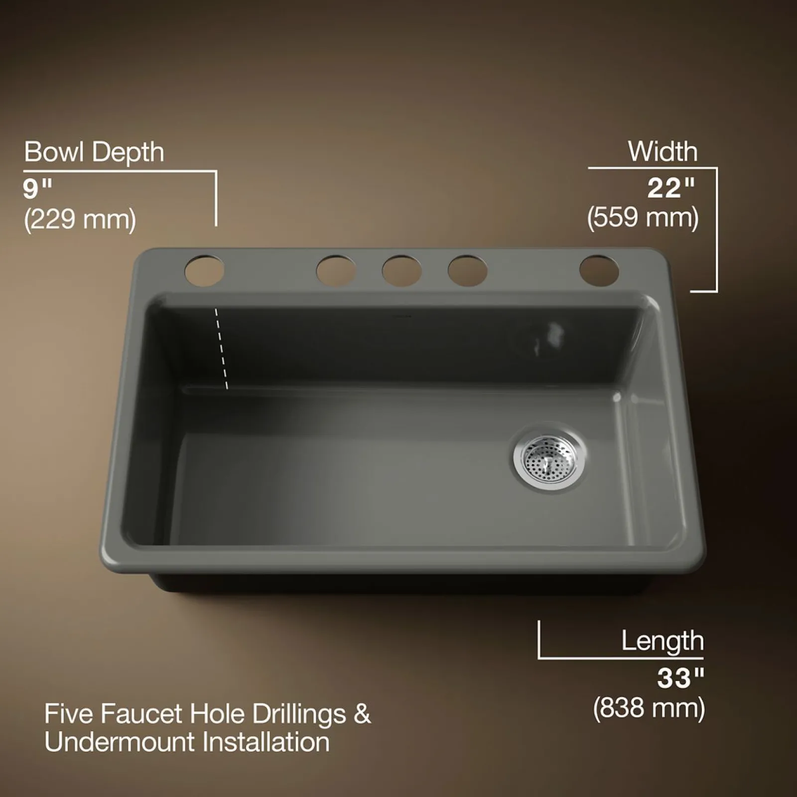 33" undermount single-bowl kitchen sink^Kohler New