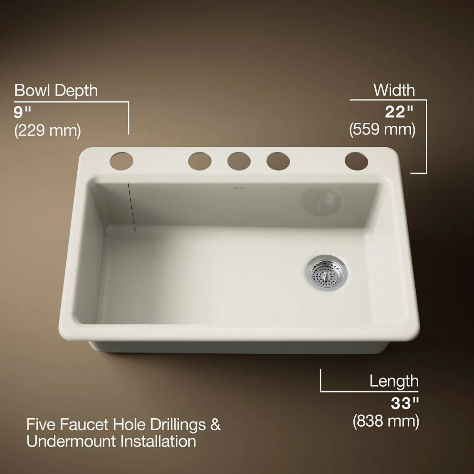 33" undermount single-bowl kitchen sink^Kohler New