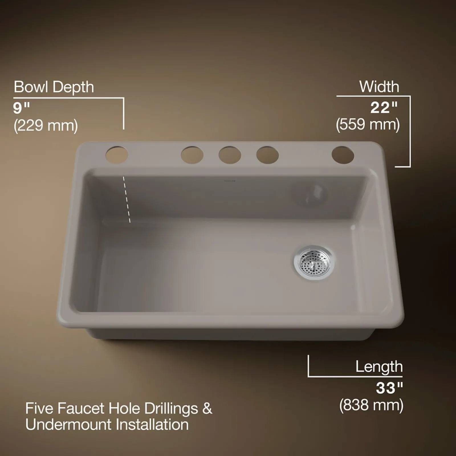 33" undermount single-bowl kitchen sink^Kohler New