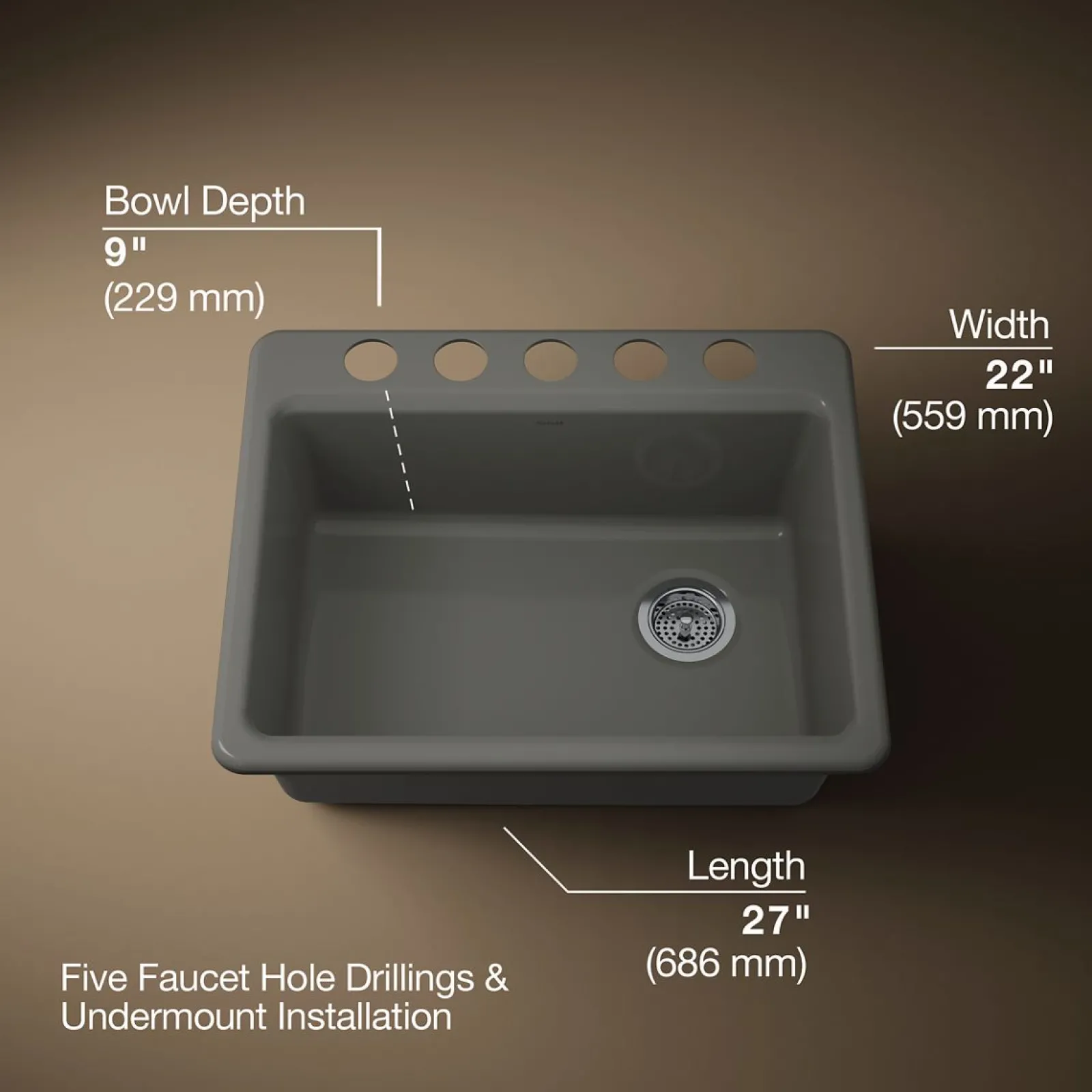 27" undermount single-bowl kitchen sink^Kohler Online