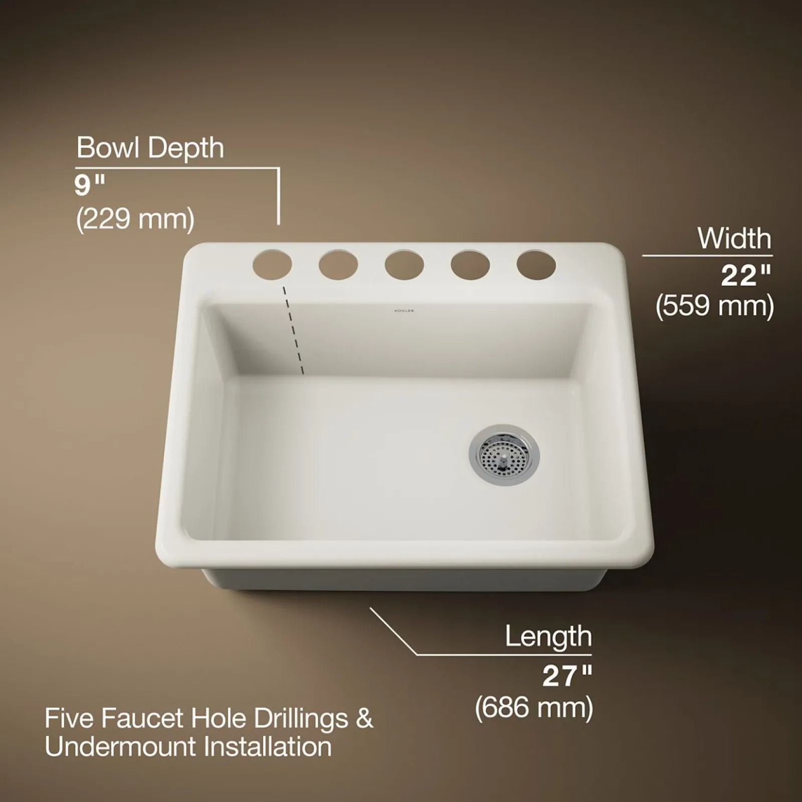 27" undermount single-bowl kitchen sink^Kohler Online