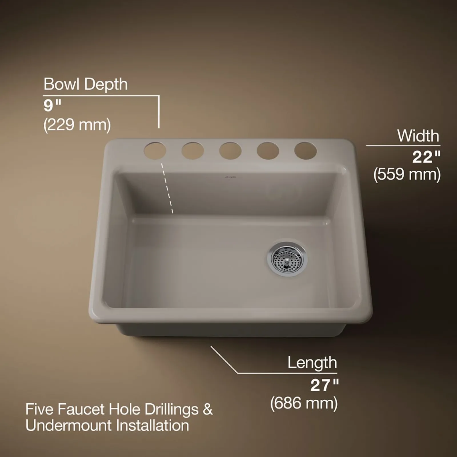 27" undermount single-bowl kitchen sink^Kohler Online
