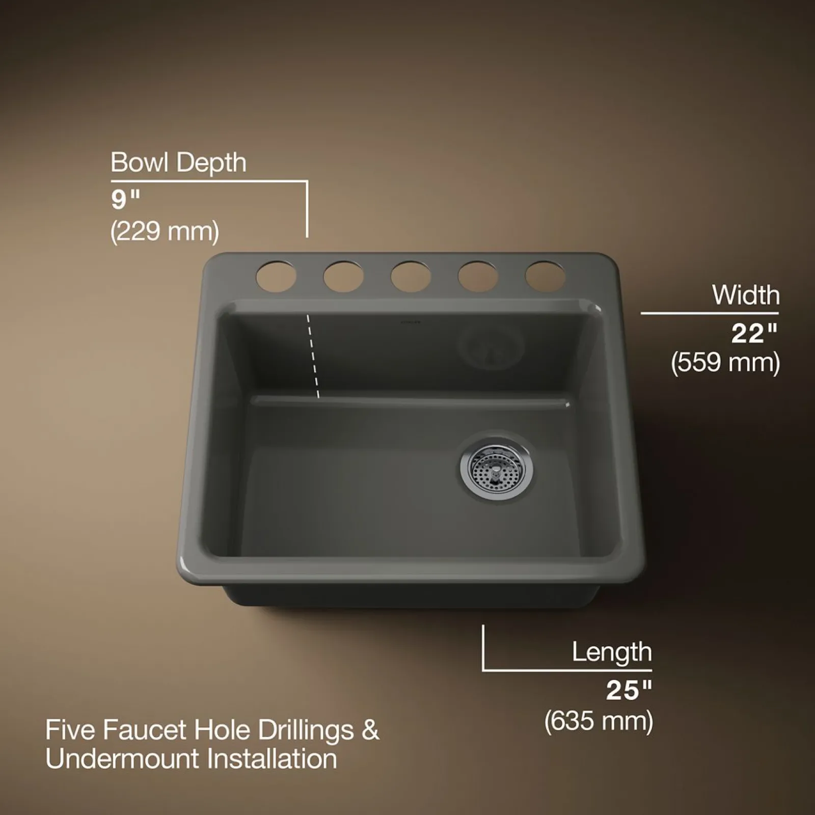 25" undermount single-bowl kitchen sink^Kohler Online