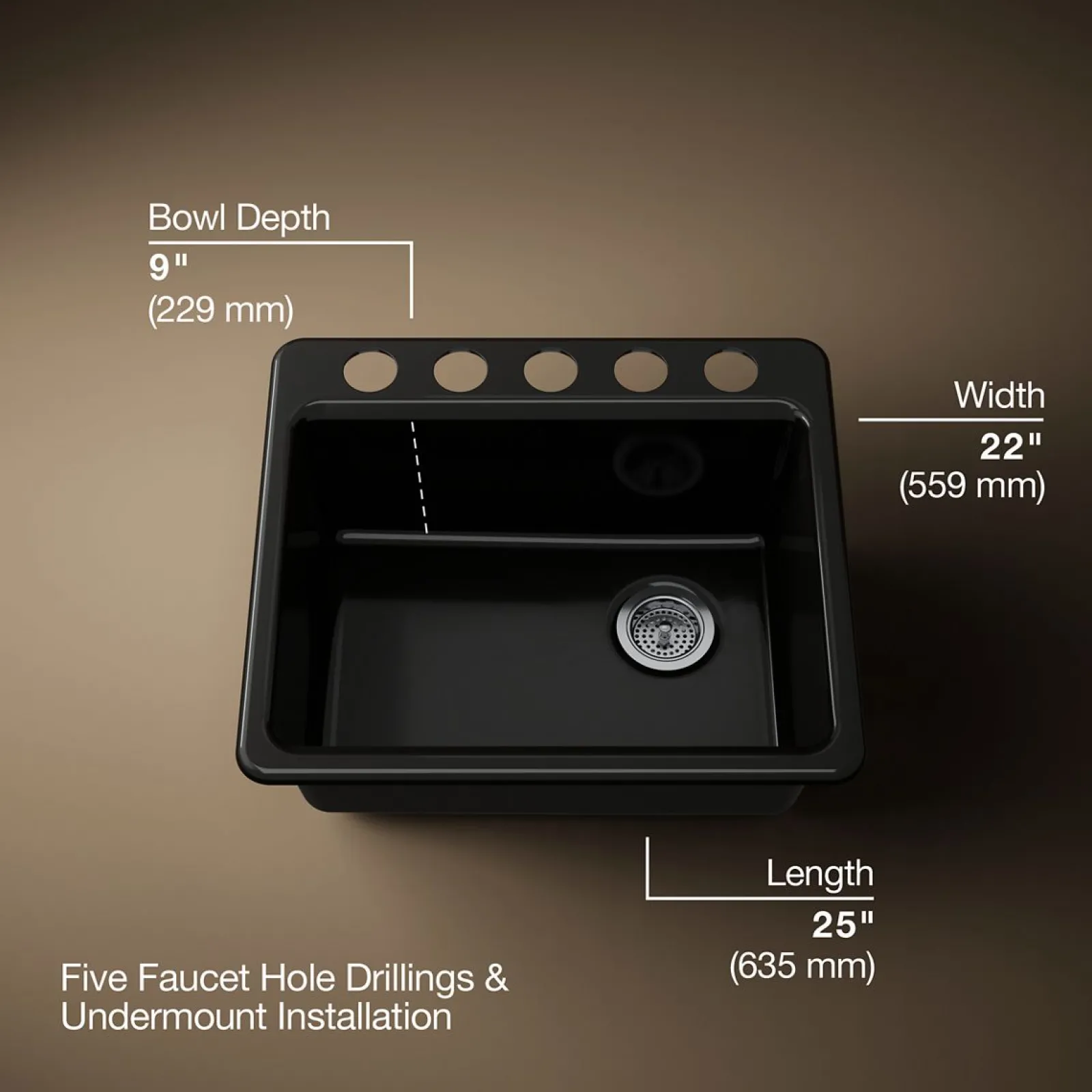 25" undermount single-bowl kitchen sink^Kohler Online