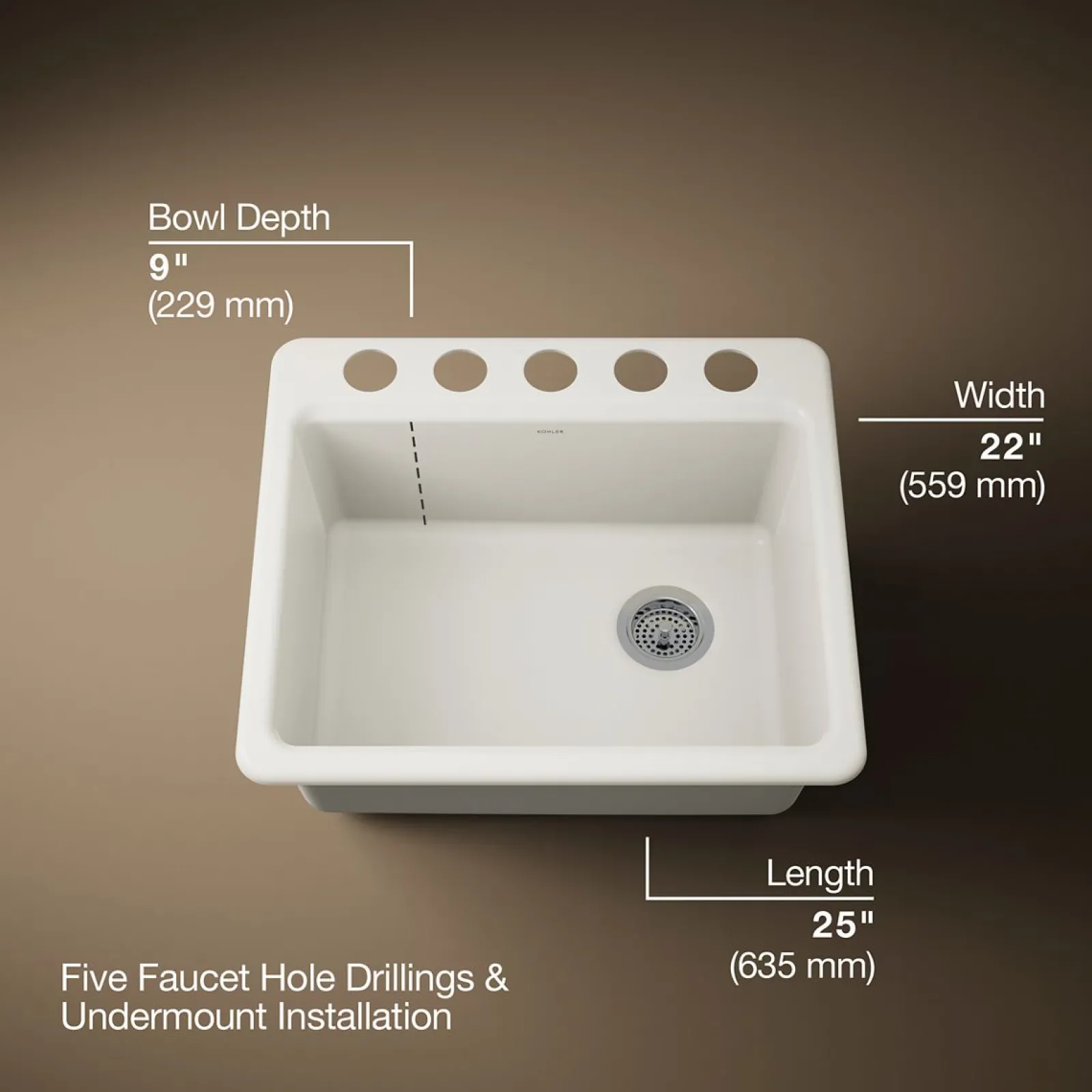 25" undermount single-bowl kitchen sink^Kohler Online
