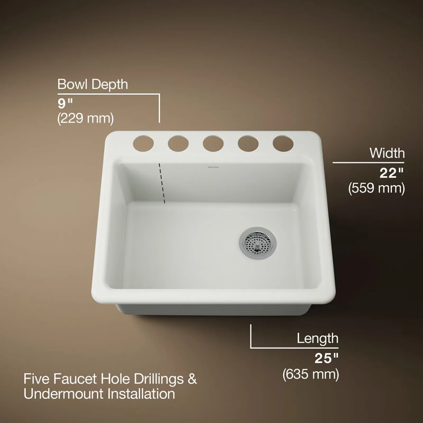 25" undermount single-bowl kitchen sink^Kohler Online