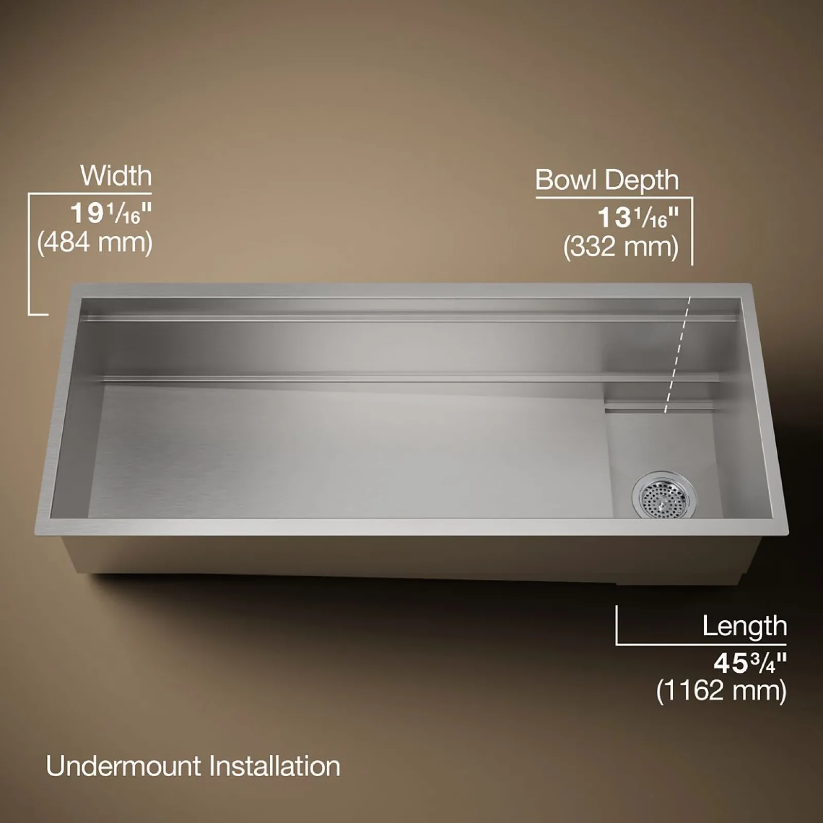 45-3/4" undermount single-bowl workstation kitchen sink^Kohler Clearance