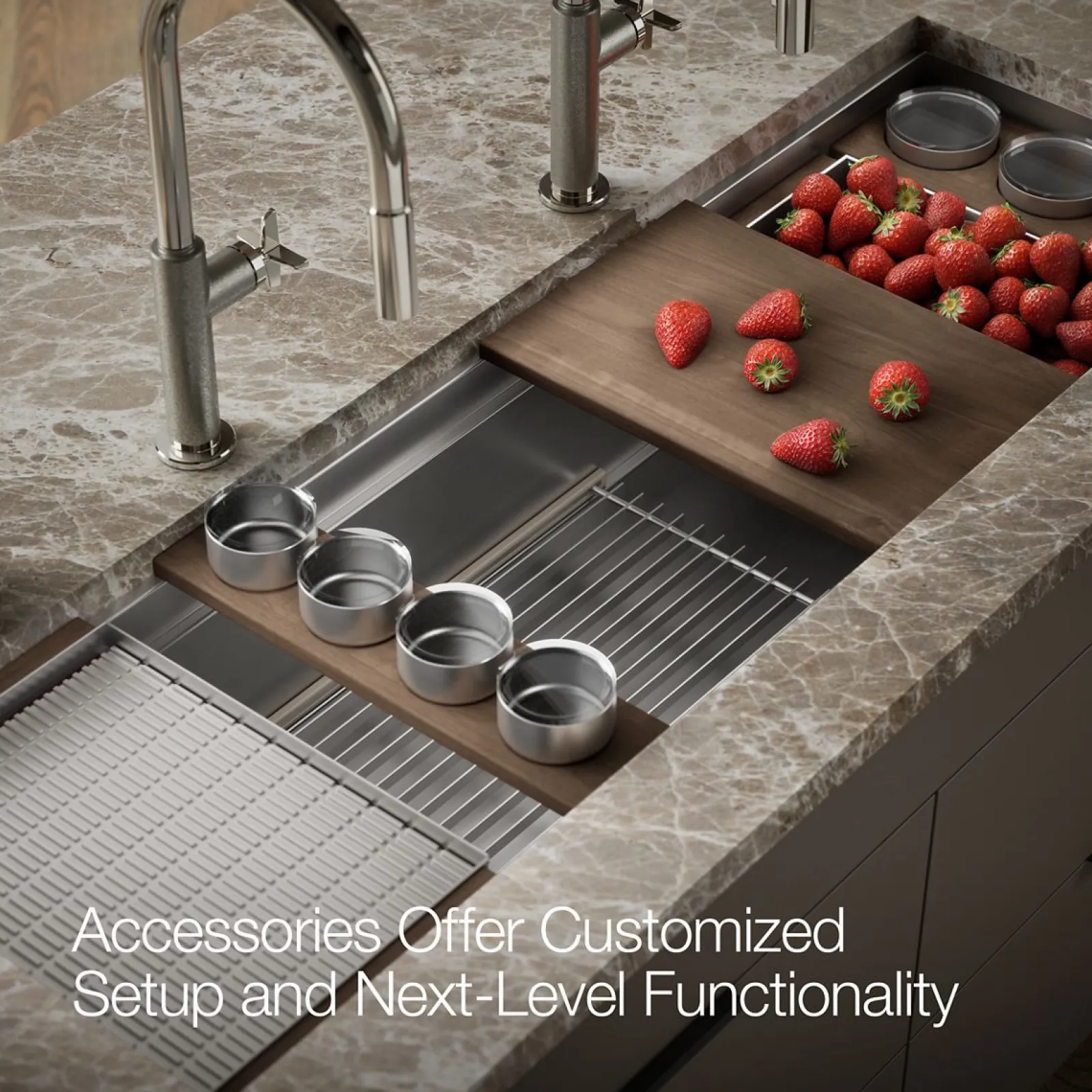 57-3/4" undermount single-bowl workstation kitchen sink^Kohler Hot