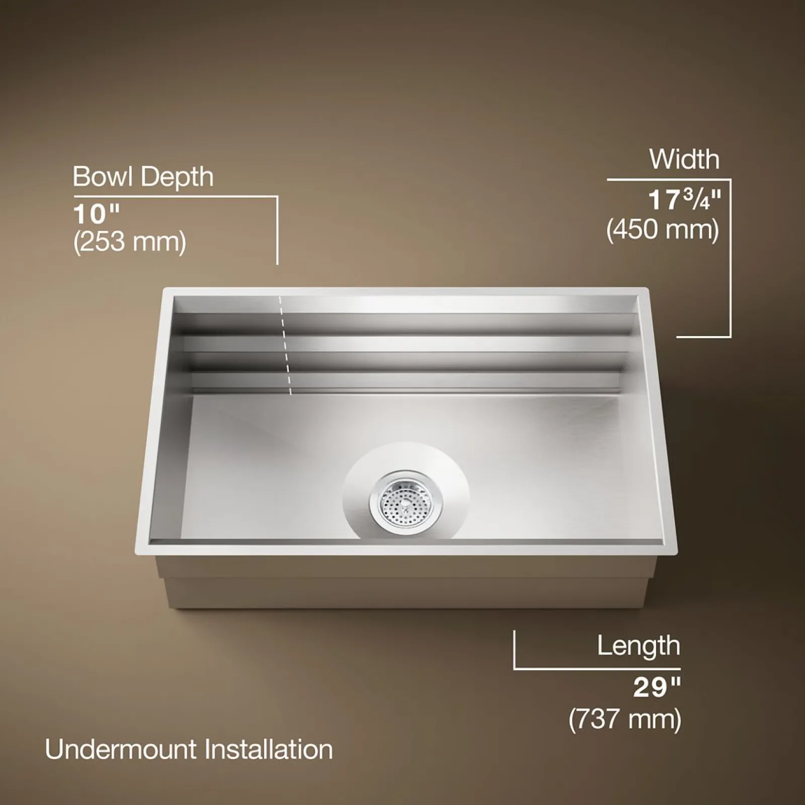 29" undermount single-bowl workstation kitchen sink^Kohler Outlet