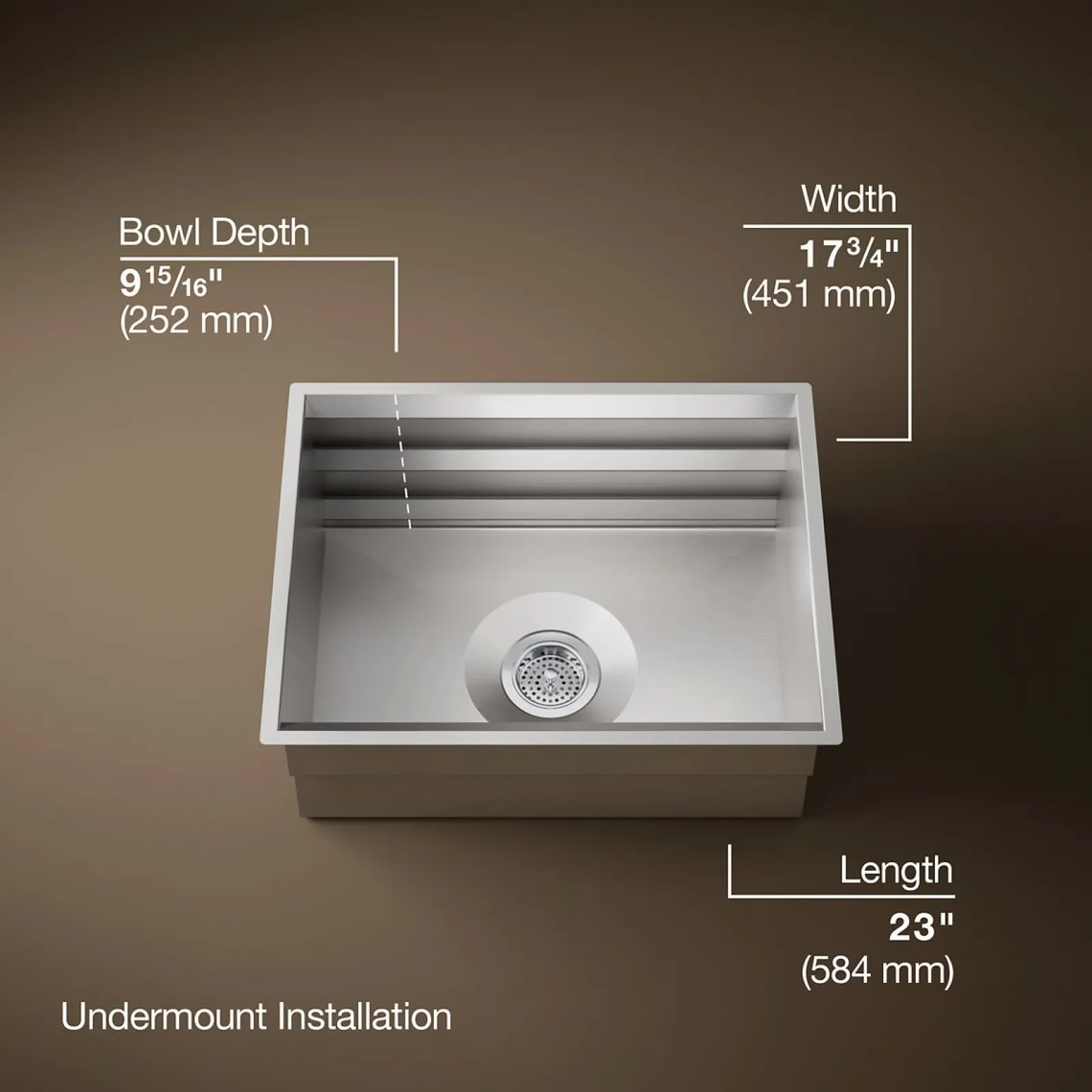 23" undermount single-bowl workstation kitchen sink^Kohler Discount