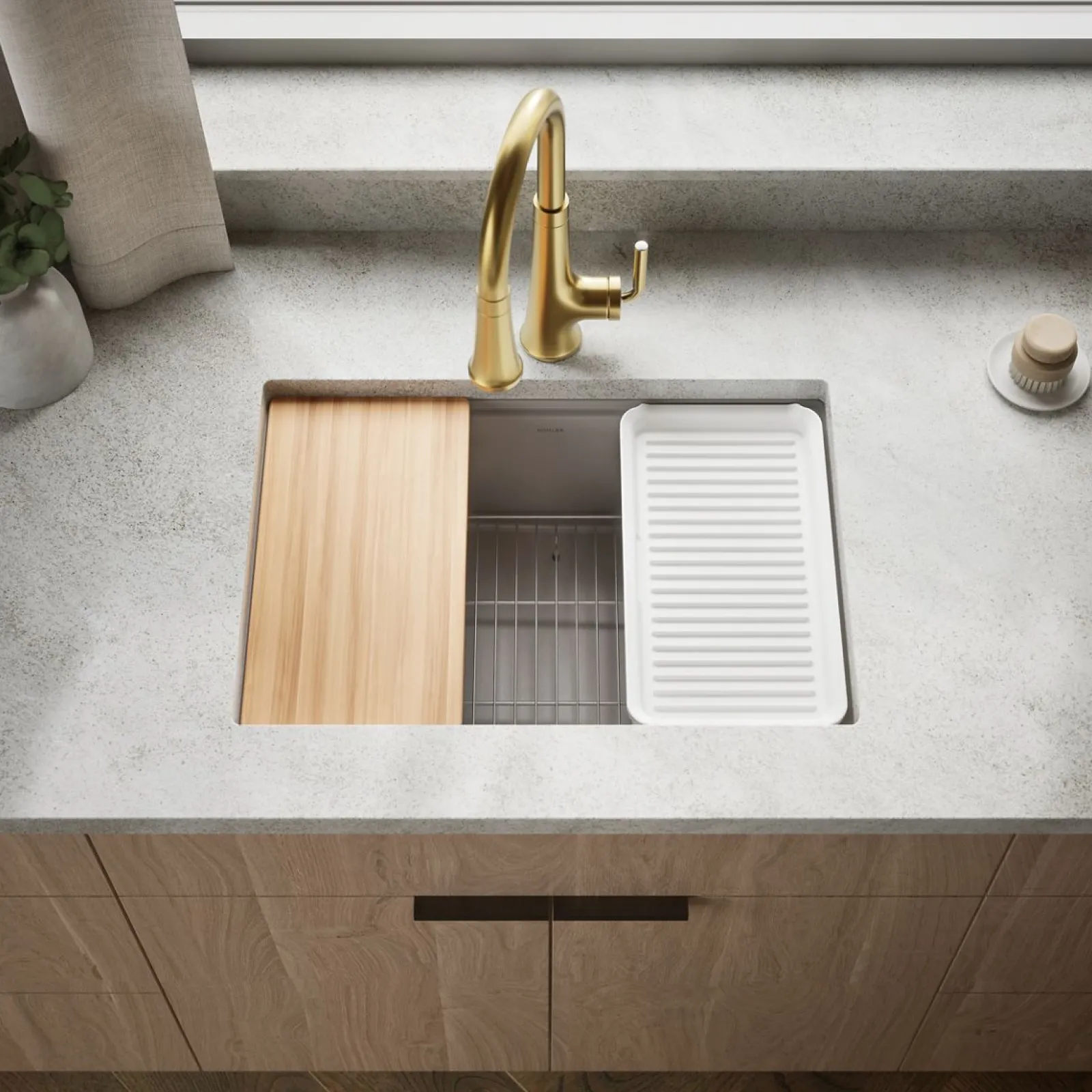 26-1/2" undermount single-bowl workstation kitchen sink^Kohler Outlet