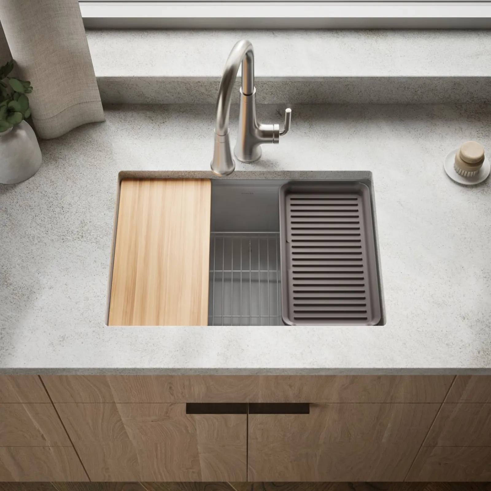 26-1/2" undermount single-bowl workstation kitchen sink^Kohler Outlet