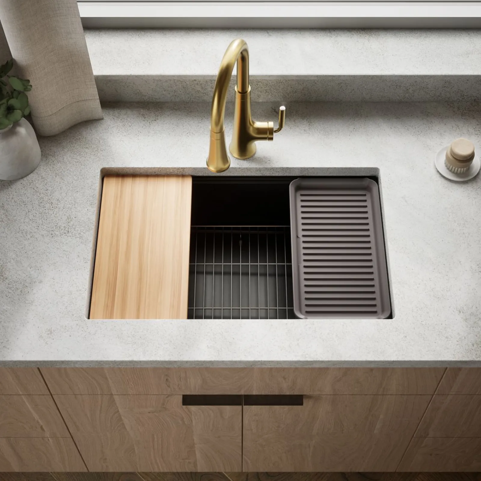 29-1/2" undermount single-bowl workstation kitchen sink^Kohler Outlet