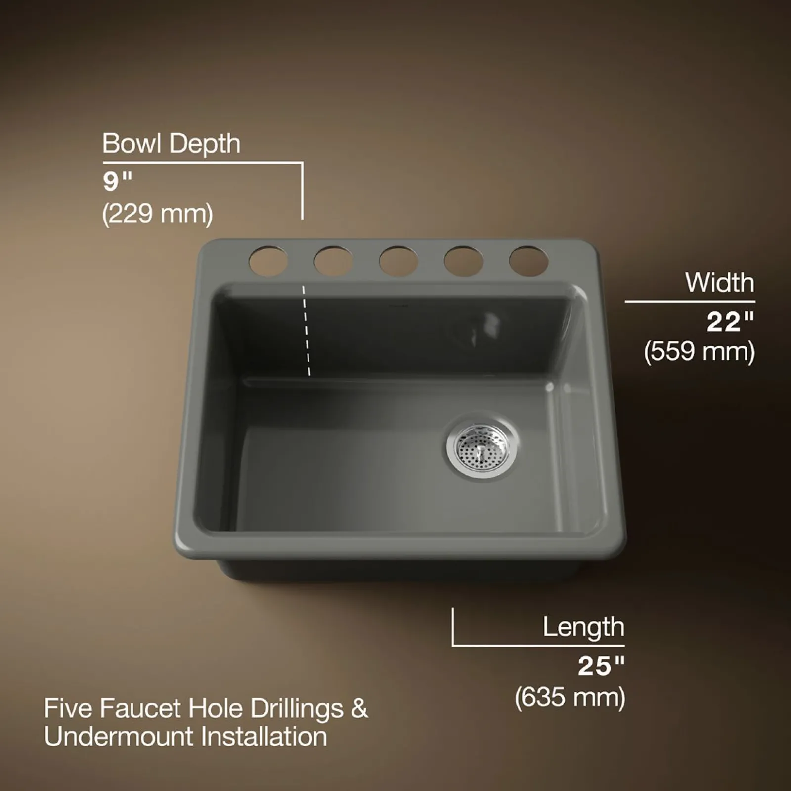 25" undermount single-bowl workstation kitchen sink^Kohler