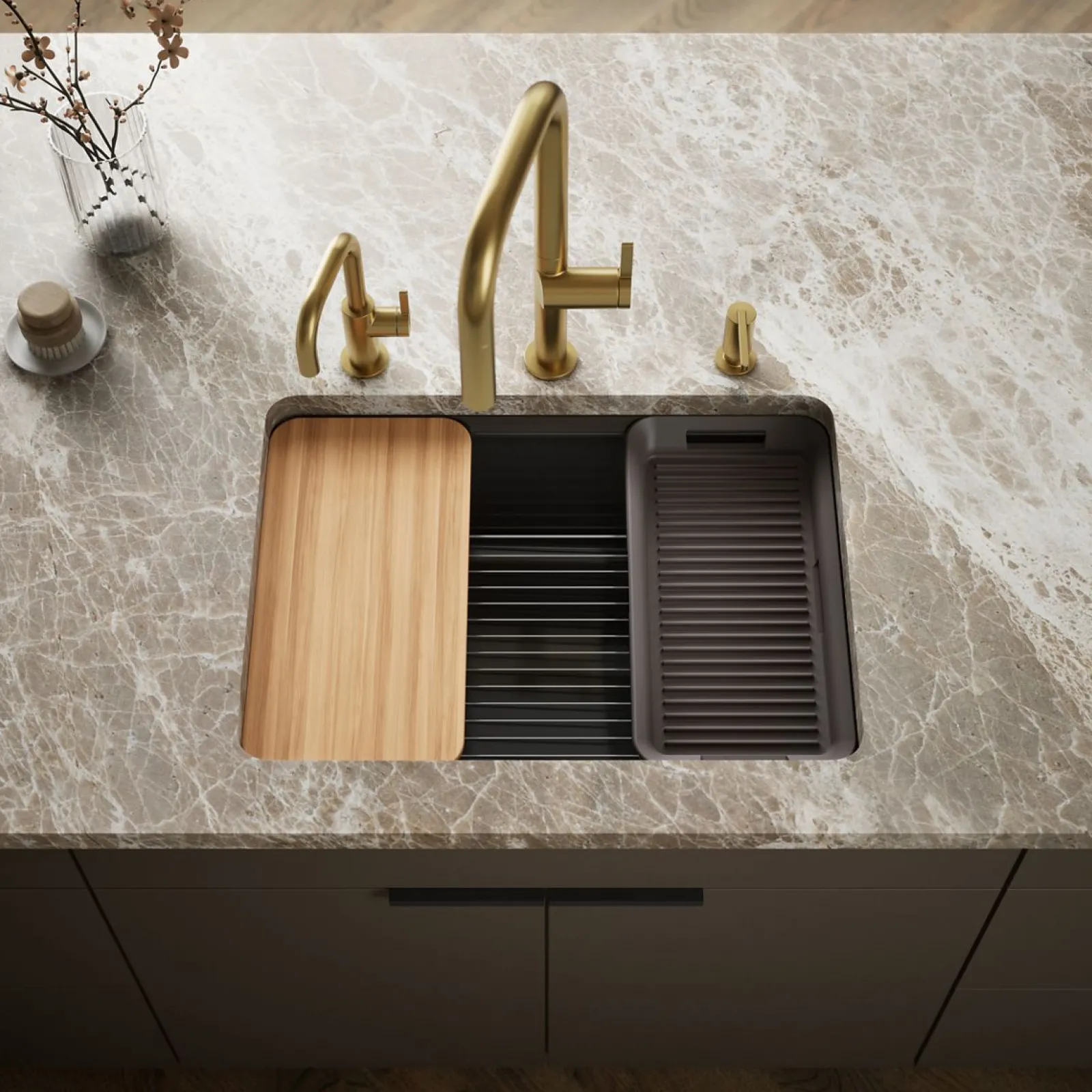 27" undermount single-bowl workstation kitchen sink^Kohler Hot