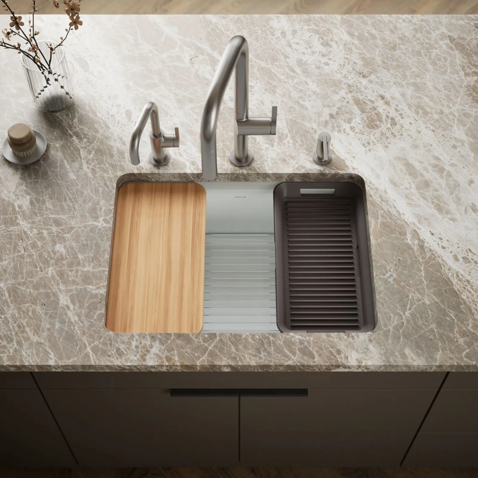 27" undermount single-bowl workstation kitchen sink^Kohler Hot